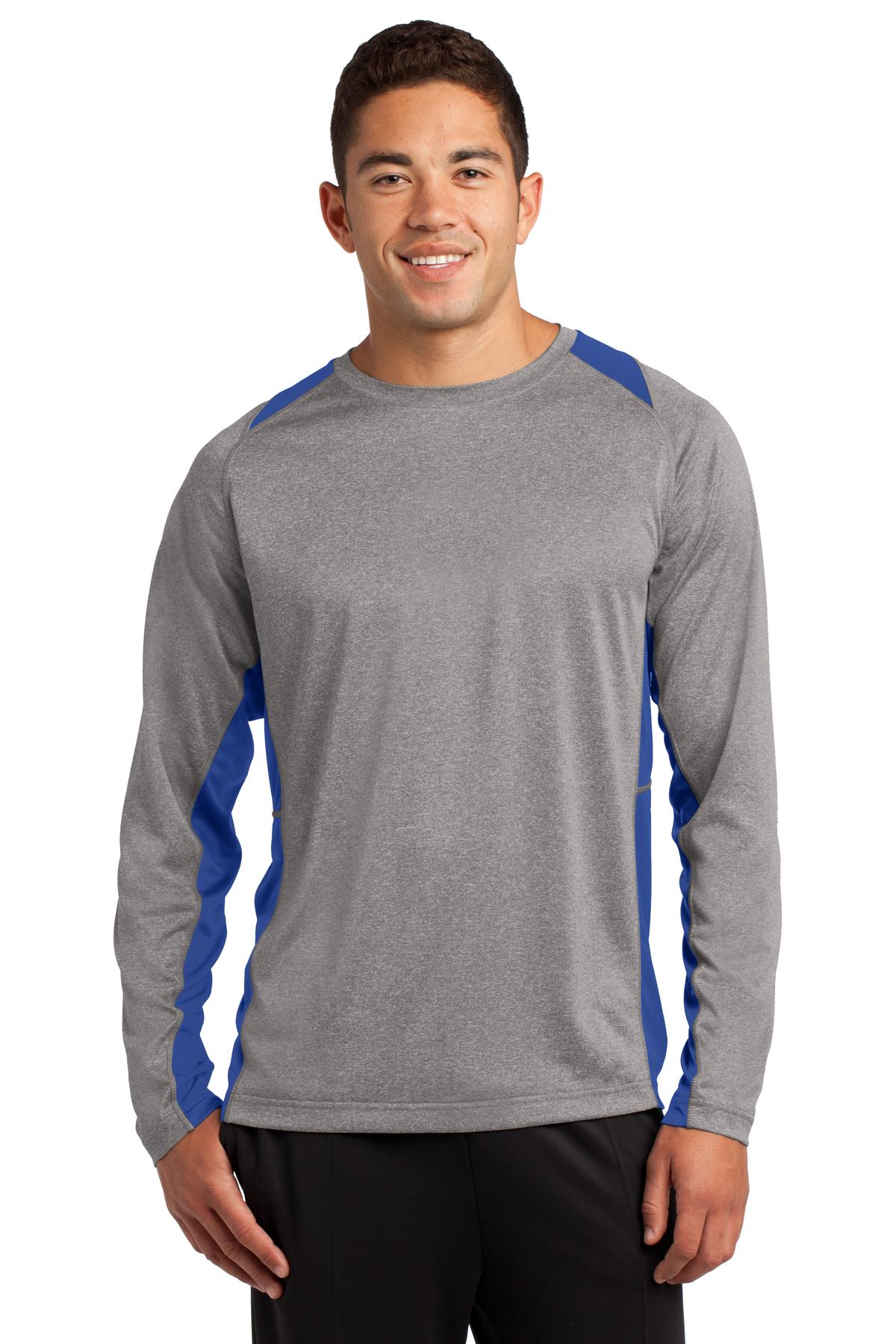 Custom Embroidered - Sport-Tek® Long Sleeve Heather Colorblock Contender™ Tee. ST361LS