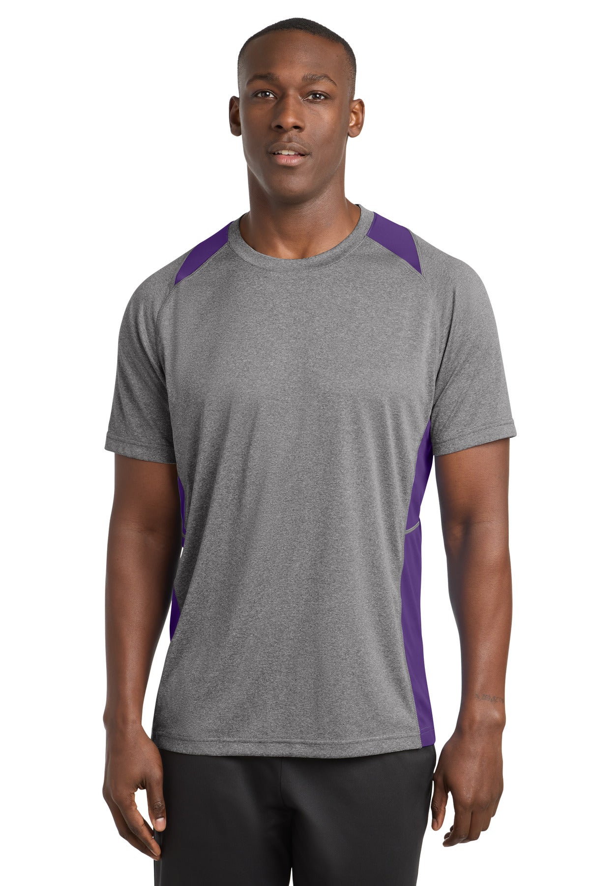 Custom Embroidery or DTF Print - Sport-Tek ® Heather Colorblock Contender ™ Tee. ST361