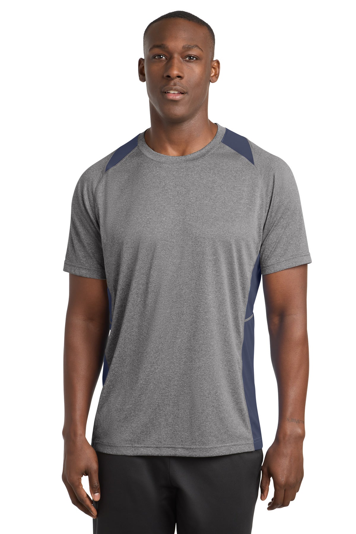 Custom Embroidery or DTF Print - Sport-Tek ® Heather Colorblock Contender ™ Tee. ST361