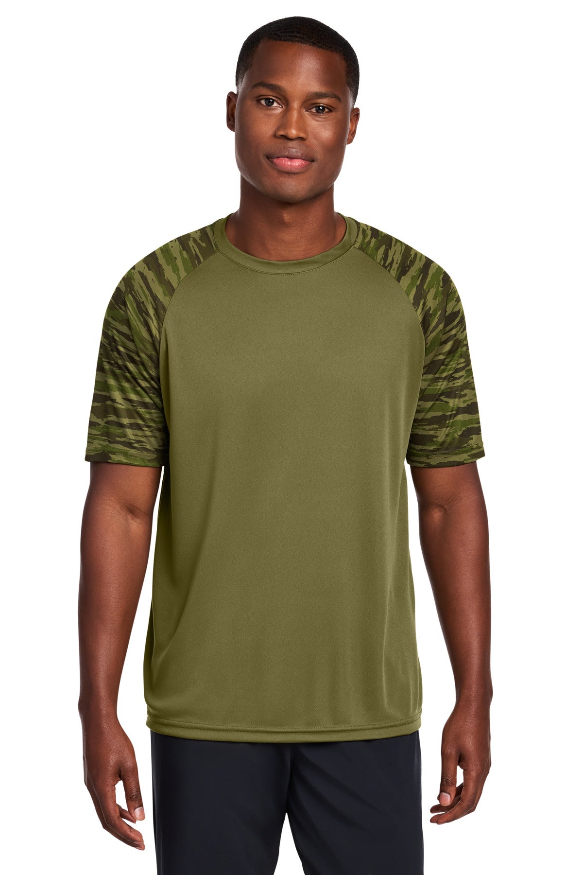 Custom Embroidery or DTF Print - Sport-Tek ® Drift Camo Colorblock Tee ST376