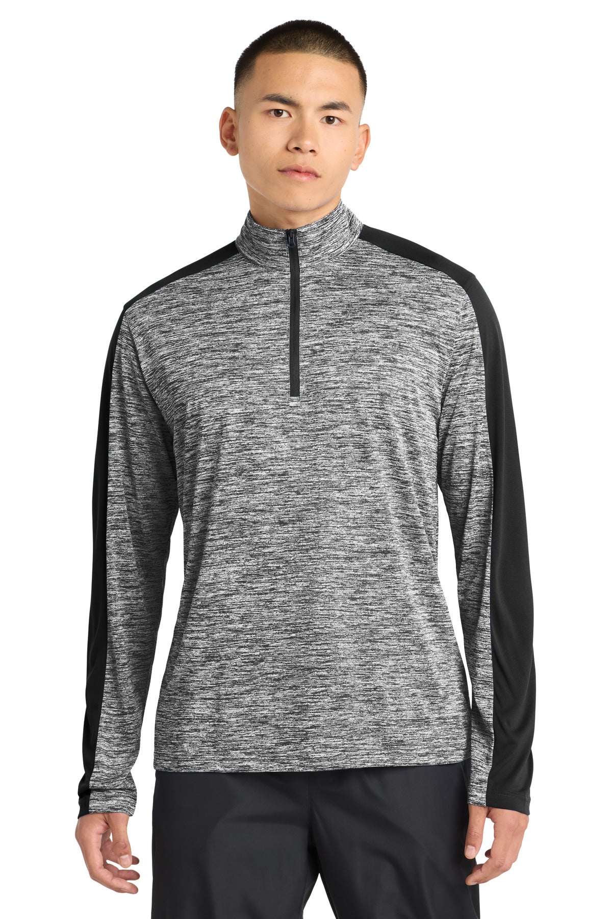 Custom Embroidery or DTF Print - Sport-Tek ® PosiCharge ® Electric Heather Colorblock 1/4-Zip Pullover. ST397