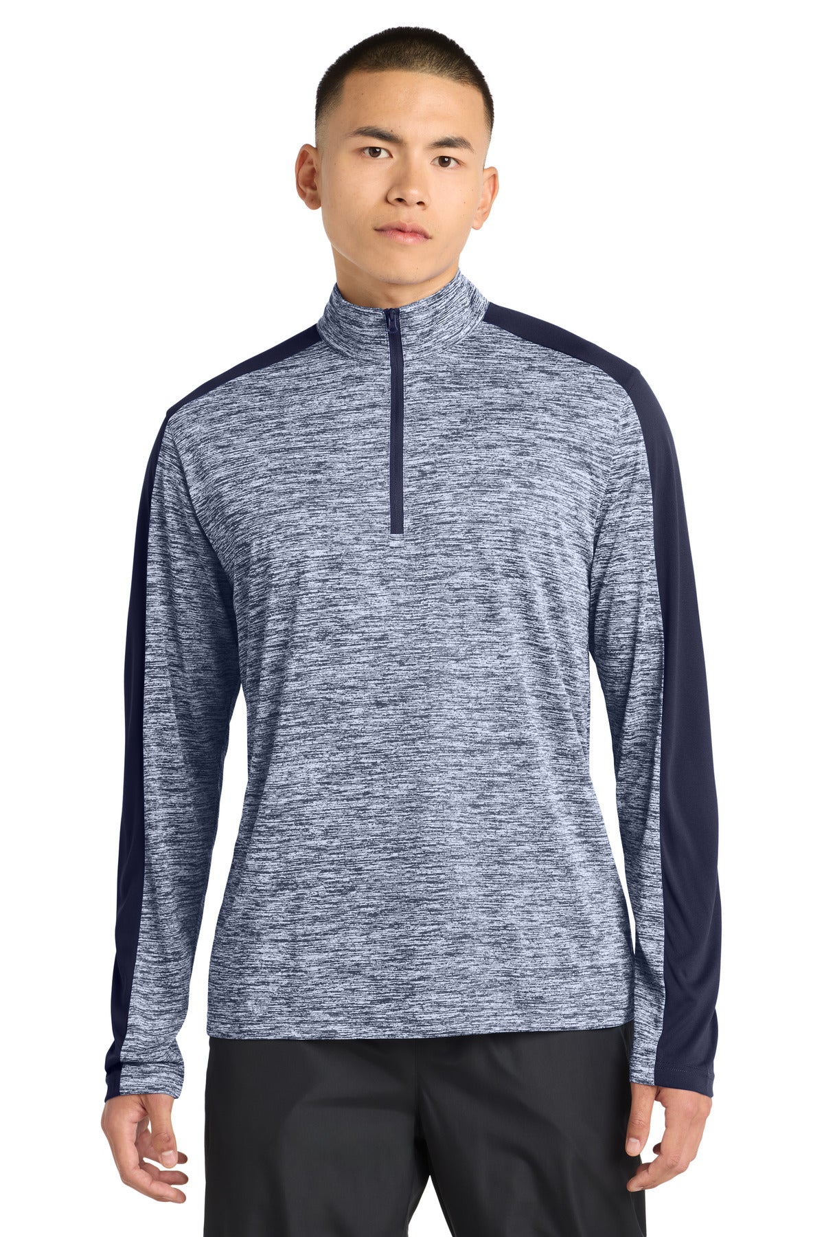 Custom Embroidery or DTF Print - Sport-Tek ® PosiCharge ® Electric Heather Colorblock 1/4-Zip Pullover. ST397