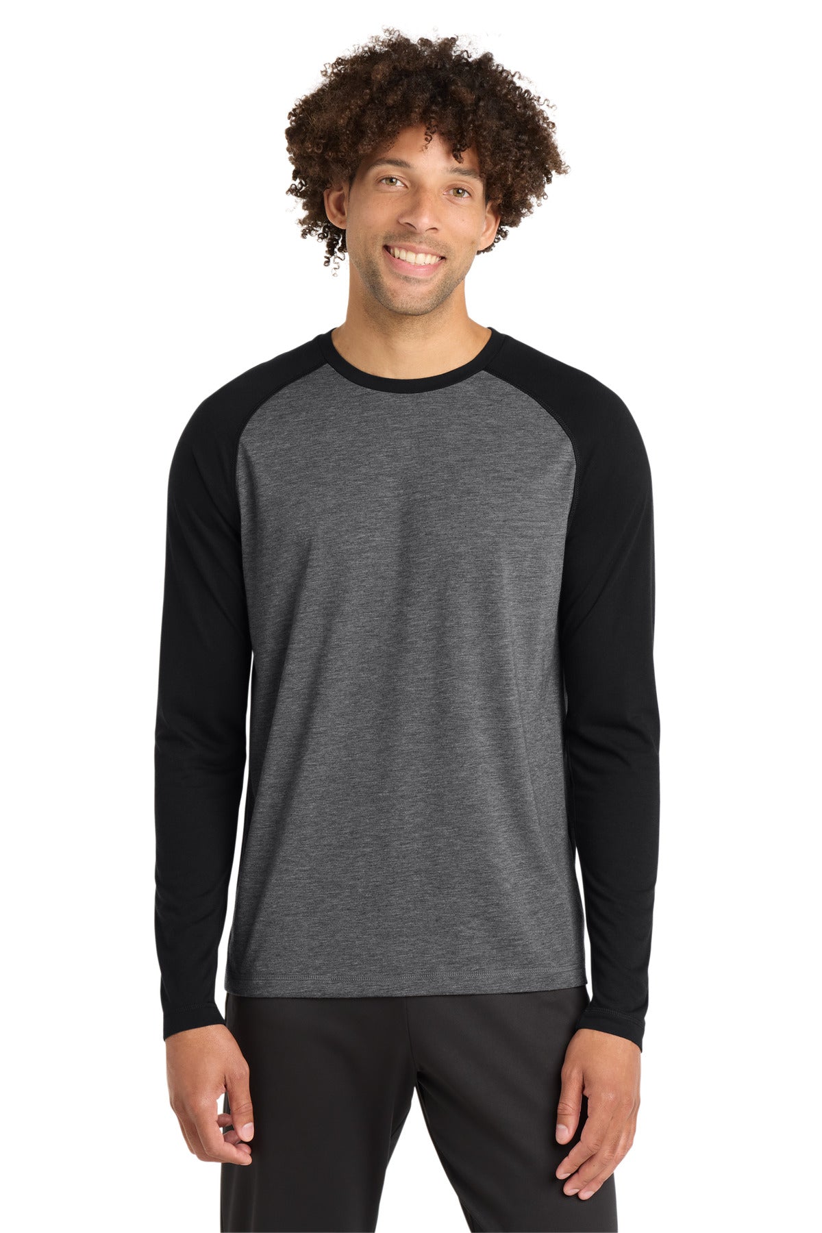 Custom Embroidery or DTF Print - Sport-Tek ® PosiCharge ® Long Sleeve Tri-Blend Wicking Raglan Tee ST400LS