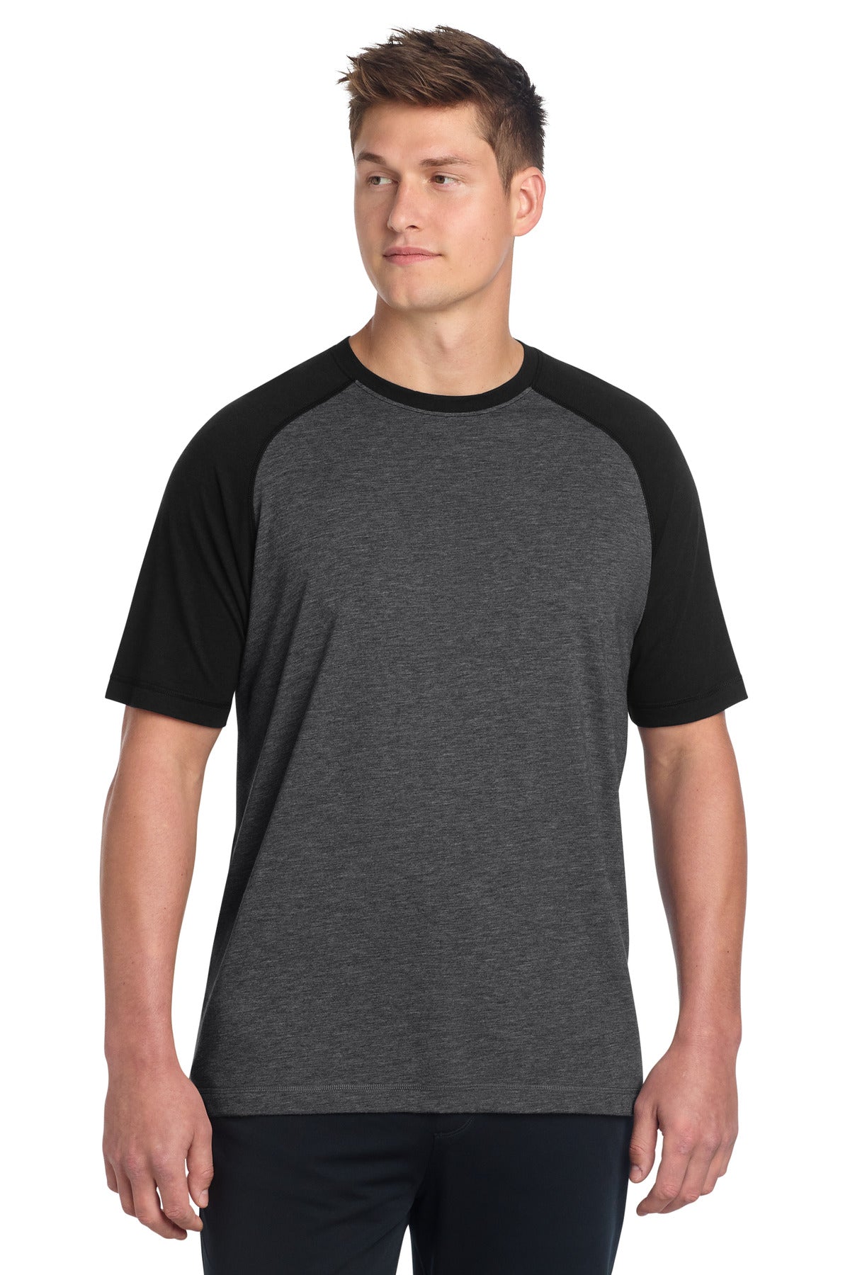Custom Embroidery or DTF Print - Sport-Tek ® PosiCharge ® Tri-Blend Wicking Raglan Tee. ST400