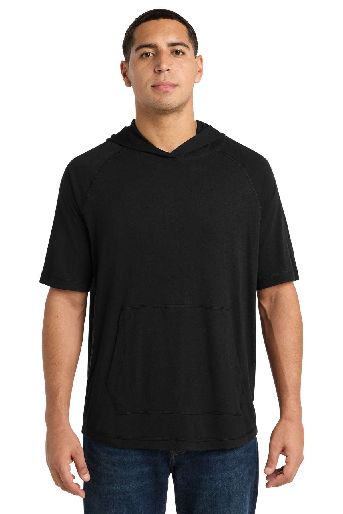 Custom Embroidery or DTF Print - Sport-Tek ® PosiCharge ® Tri-Blend Wicking Short Sleeve Hoodie. ST404