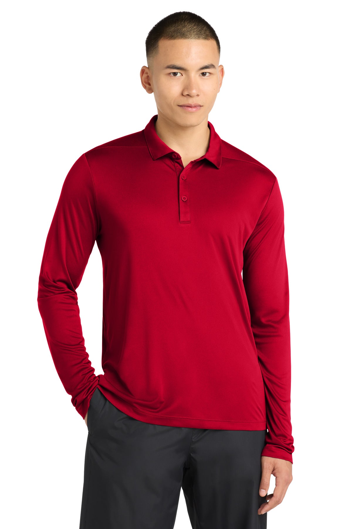 Custom Embroidery or DTF Print - Sport-Tek ® Posi-UV ® Pro Long Sleeve Polo. ST520LS
