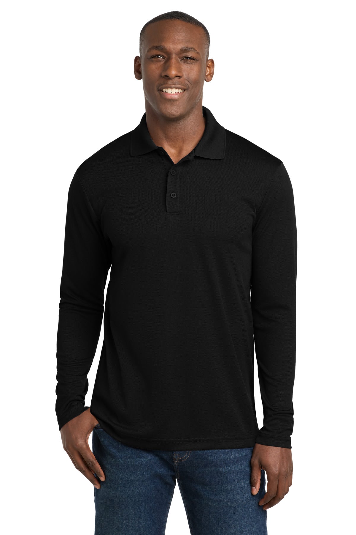Custom Embroidery or DTF Print - Sport-Tek ® PosiCharge ® RacerMesh ® Long Sleeve Polo. ST640LS