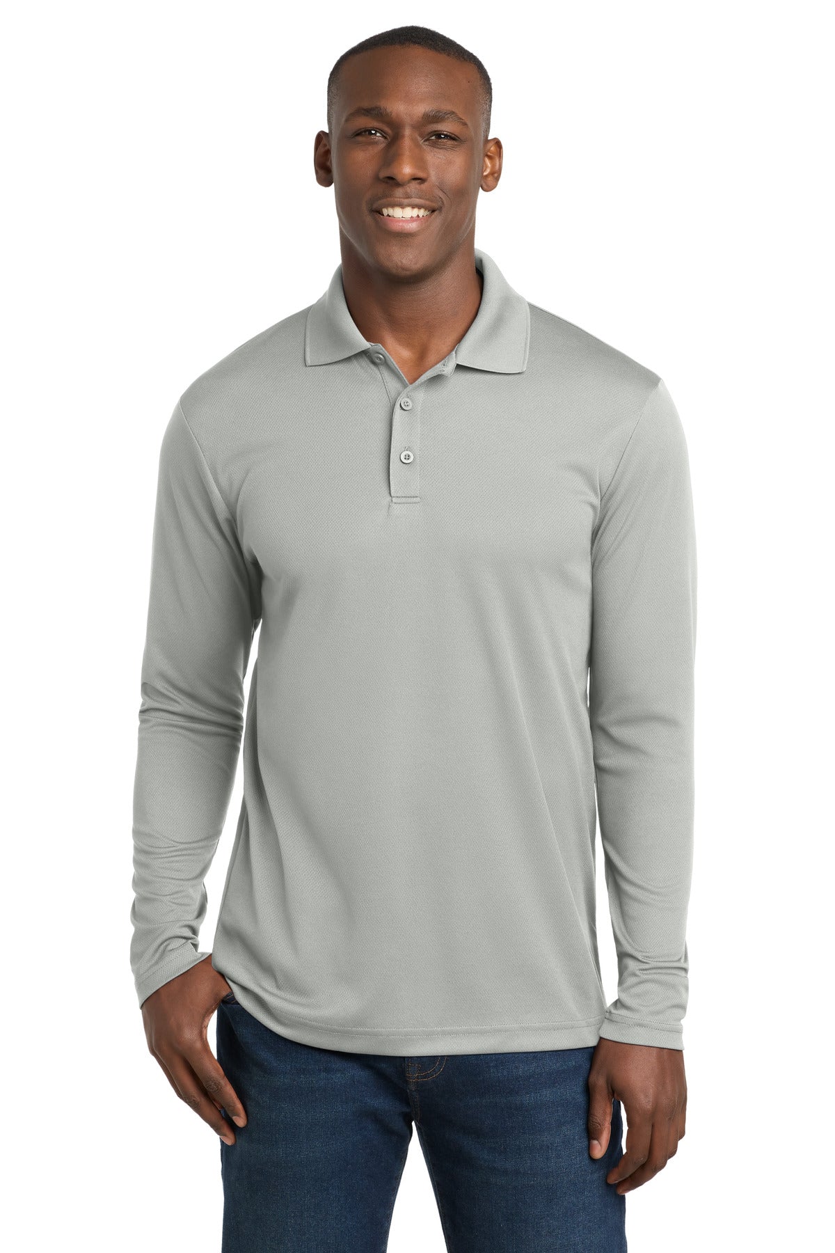 Custom Embroidery or DTF Print - Sport-Tek ® PosiCharge ® RacerMesh ® Long Sleeve Polo. ST640LS