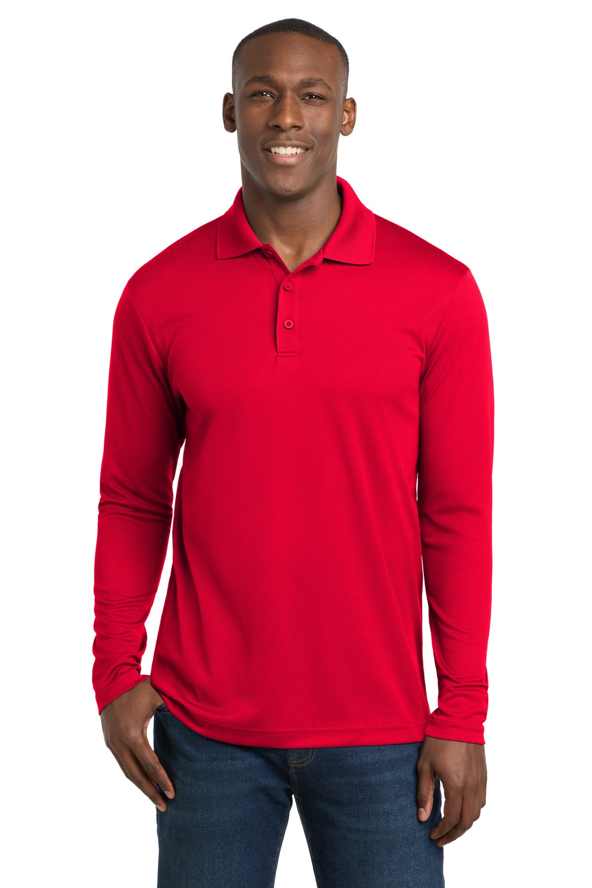 Custom Embroidery or DTF Print - Sport-Tek ® PosiCharge ® RacerMesh ® Long Sleeve Polo. ST640LS