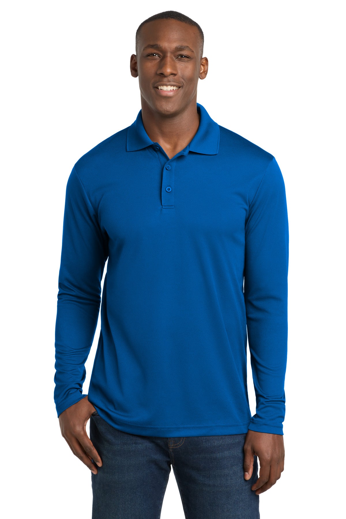 Custom Embroidery or DTF Print - Sport-Tek ® PosiCharge ® RacerMesh ® Long Sleeve Polo. ST640LS