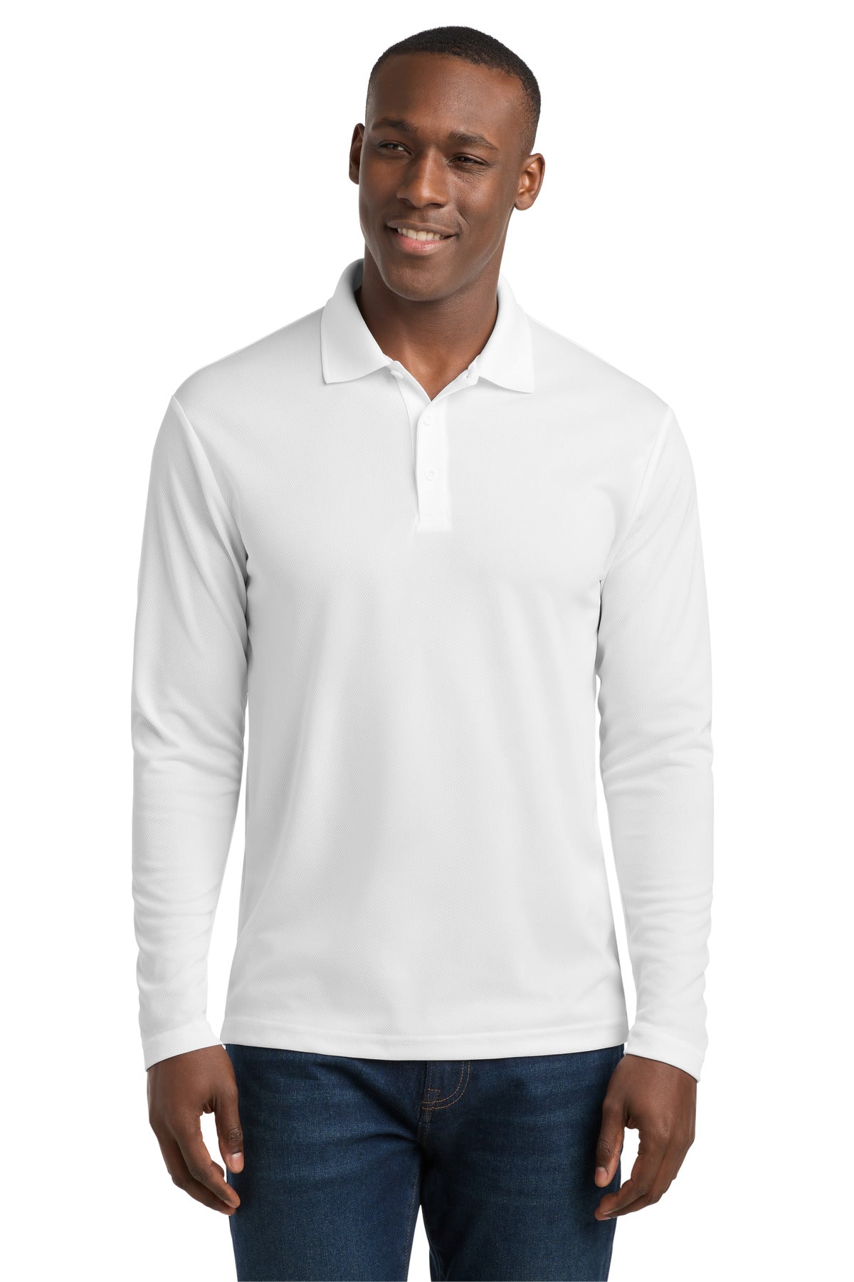 Custom Embroidery or DTF Print - Sport-Tek ® PosiCharge ® RacerMesh ® Long Sleeve Polo. ST640LS