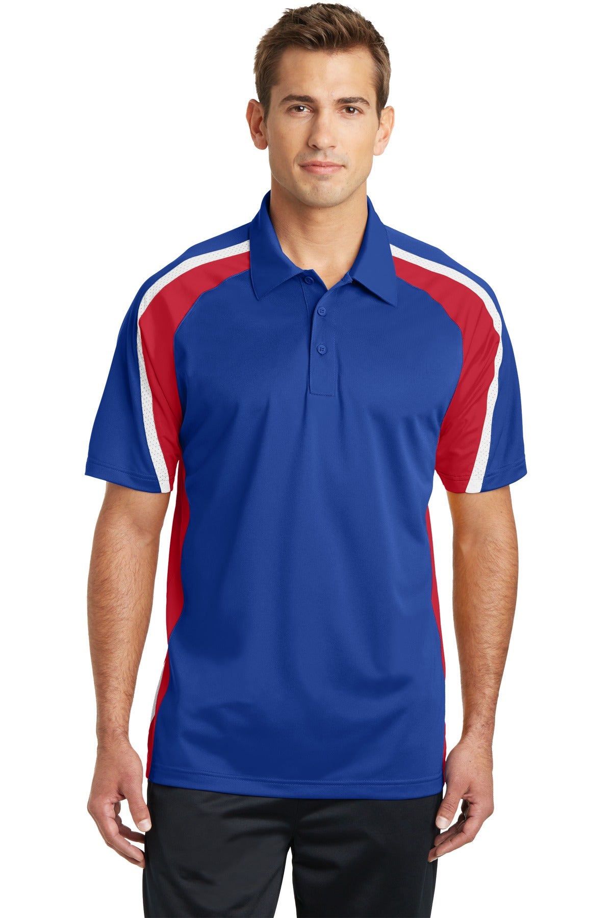 Custom Embroidered - Sport-Tek© Tricolor Micropique Sport-Wick© Polo. ST654