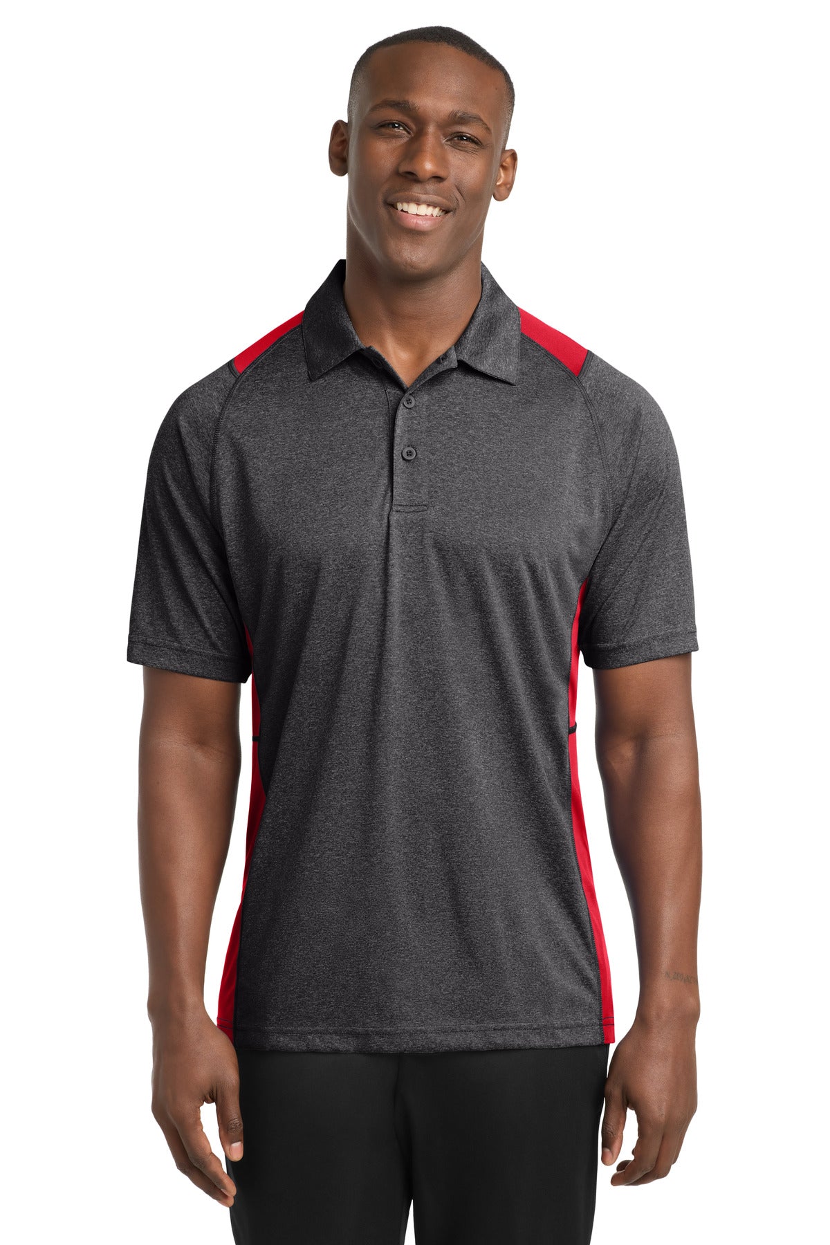 Custom Embroidery or DTF Print - Sport-Tek ® Heather Colorblock Contender ™ Polo. ST665