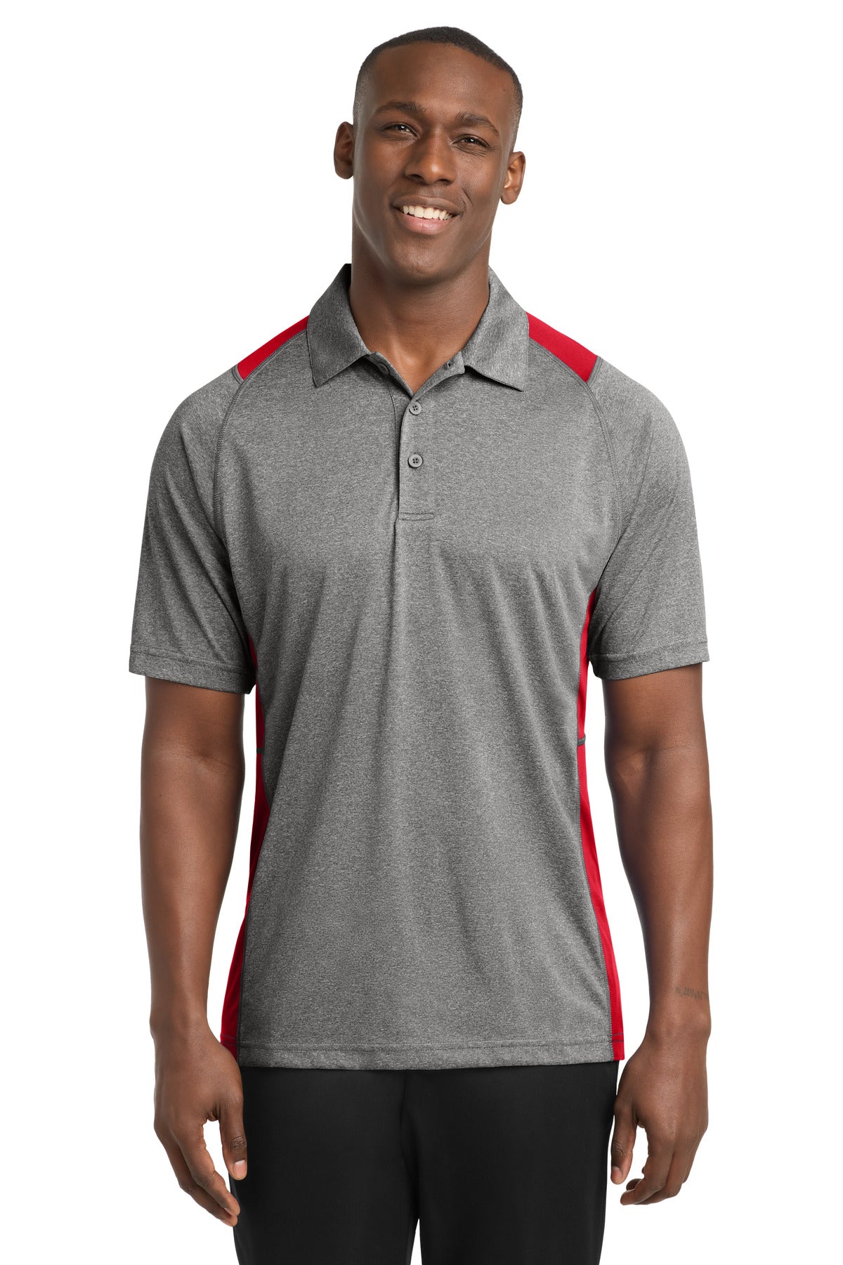 Custom Embroidery or DTF Print - Sport-Tek ® Heather Colorblock Contender ™ Polo. ST665