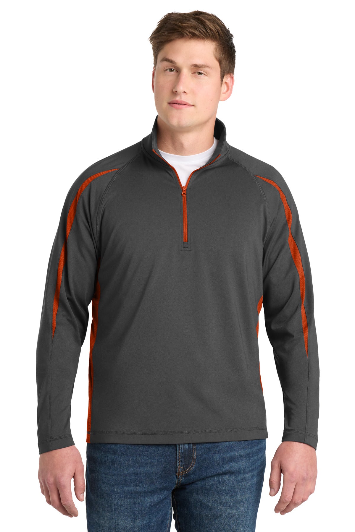 Custom Embroidery or DTF Print - Sport-Tek ® Sport-Wick ® Stretch 1/4-Zip Colorblock Pullover. ST851