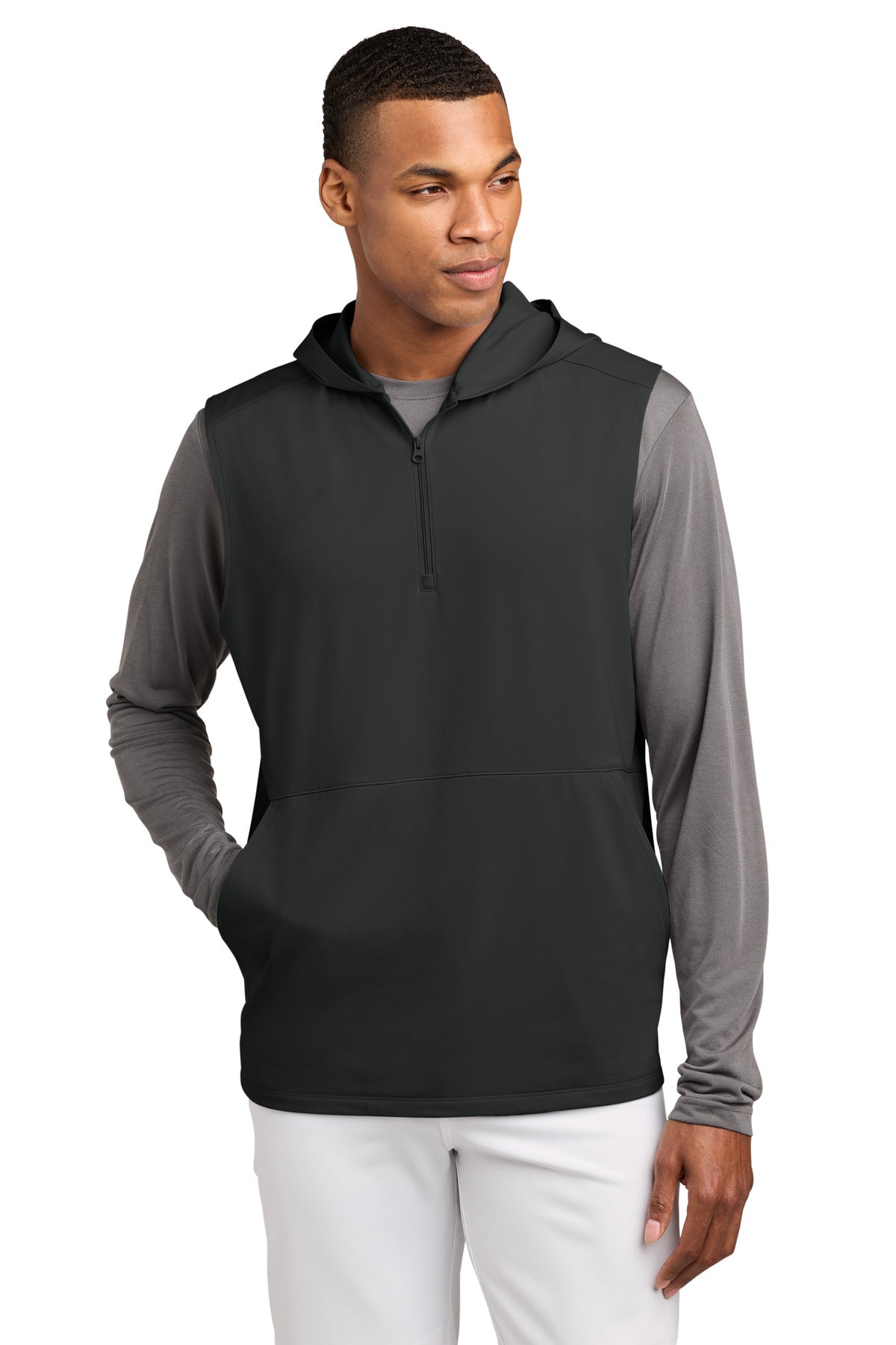 Custom Embroidery or DTF Print - Sport-Tek ® Sport-Wick ® Stretch Sleeveless Hooded 1/4-Zip ST858