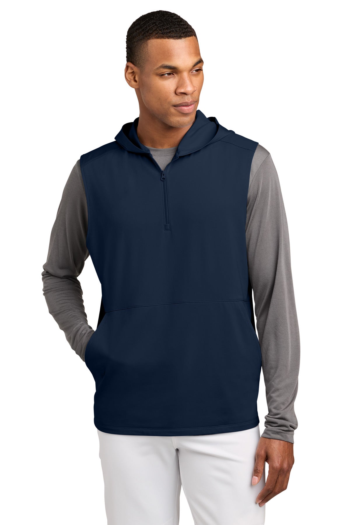 Custom Embroidery or DTF Print - Sport-Tek ® Sport-Wick ® Stretch Sleeveless Hooded 1/4-Zip ST858