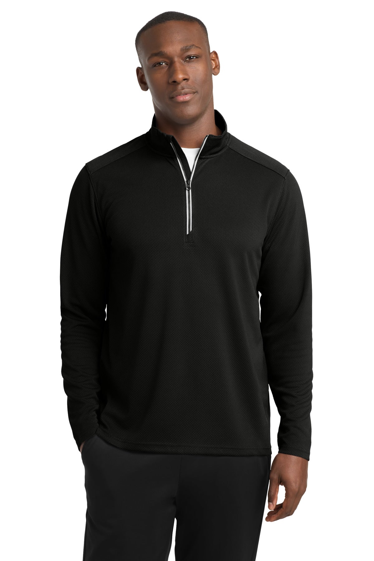 Custom Embroidery or DTF Print - Sport-Tek ® Sport-Wick ® Textured 1/4-Zip Pullover. ST860