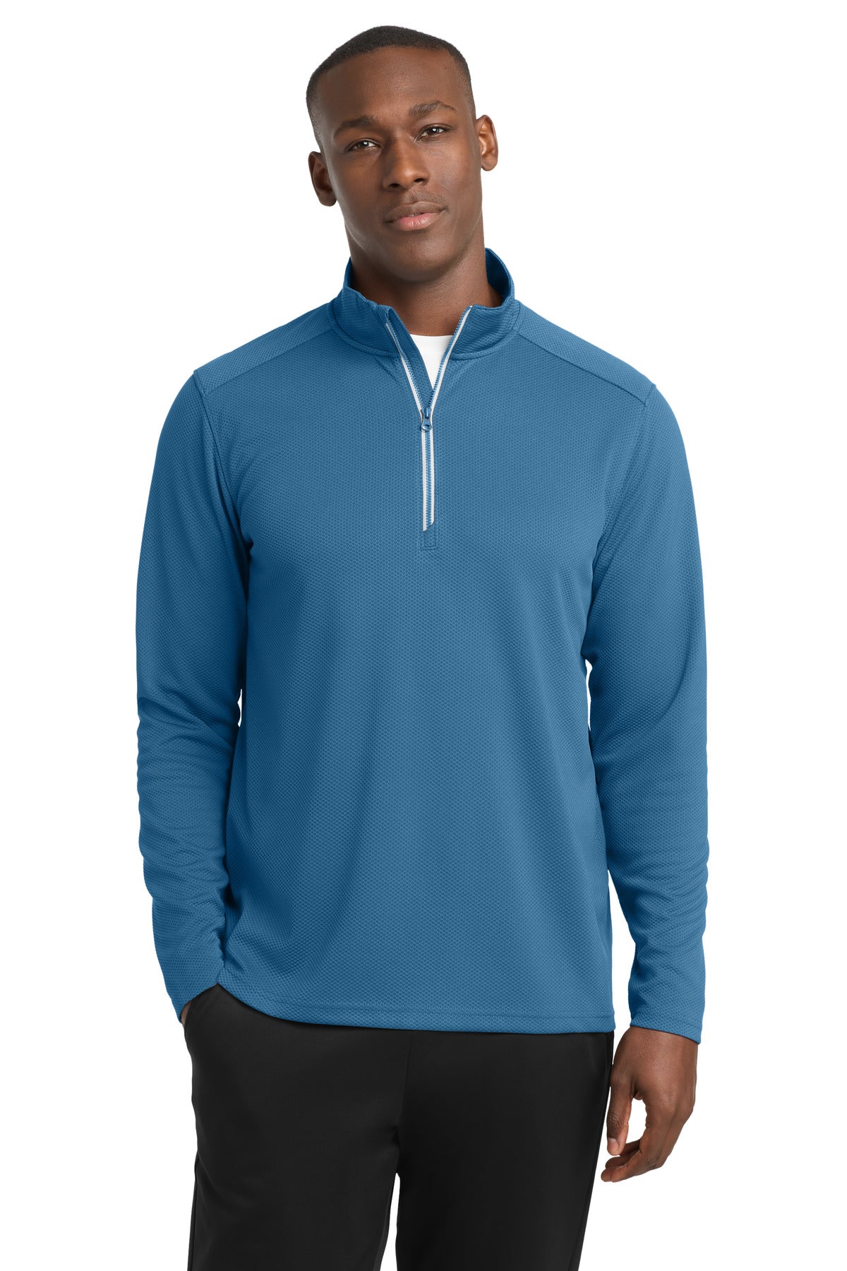 Custom Embroidery or DTF Print - Sport-Tek ® Sport-Wick ® Textured 1/4-Zip Pullover. ST860