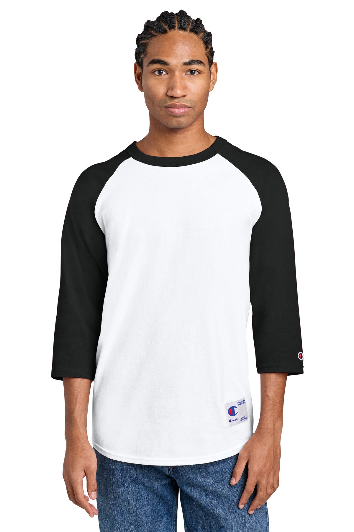 Custom Embroidery or DTF Print - Champion ® Raglan Baseball Tee T137