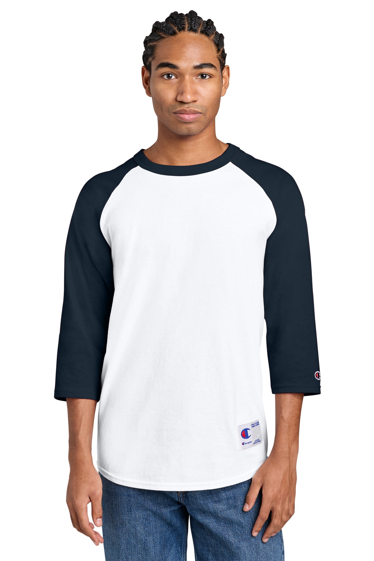 Custom Embroidery or DTF Print - Champion ® Raglan Baseball Tee T137