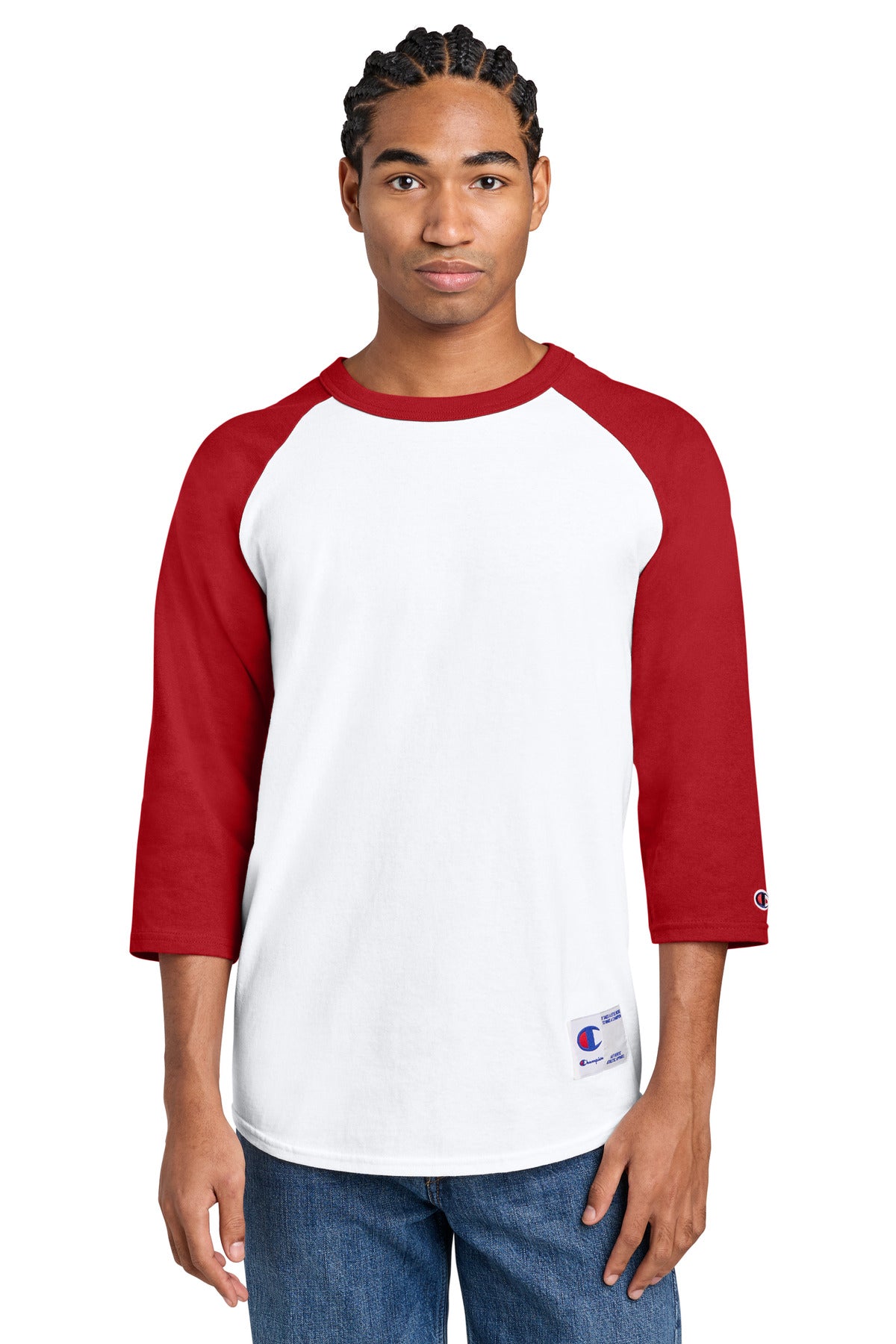 Custom Embroidery or DTF Print - Champion ® Raglan Baseball Tee T137