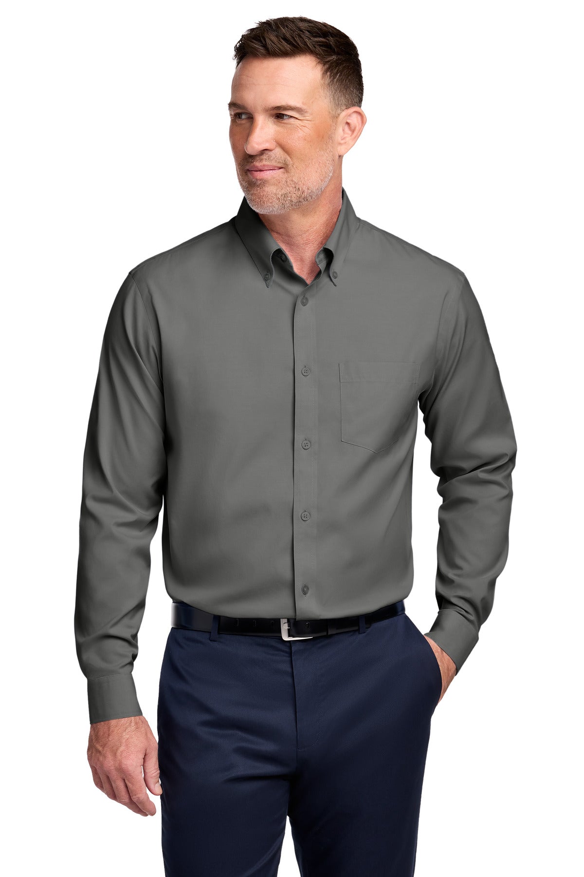 Custom Embroidery or DTF Print - Brooks Brothers ® Tall Wrinkle-Free Stretch Pinpoint Shirt TBB18000