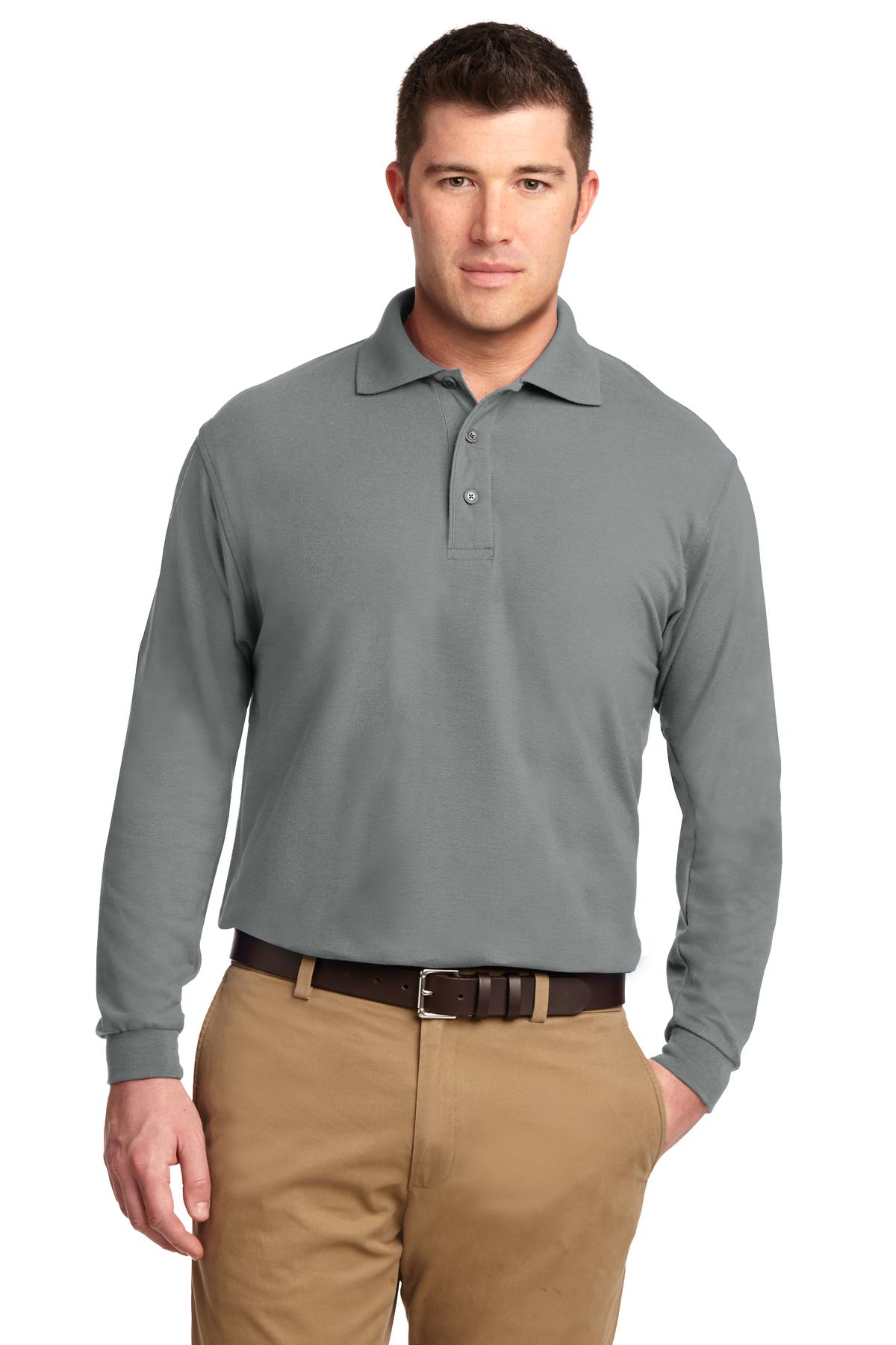 Custom Embroidery or DTF Print - Port Authority ® Tall Silk Touch™ Long Sleeve Polo. TLK500LS