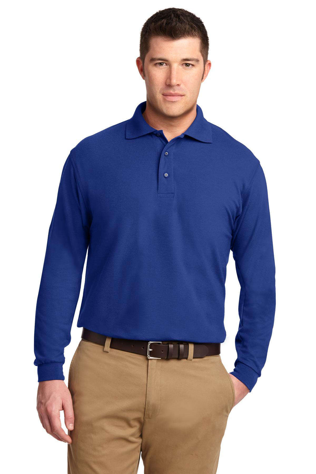 Custom Embroidery or DTF Print - Port Authority ® Tall Silk Touch™ Long Sleeve Polo. TLK500LS