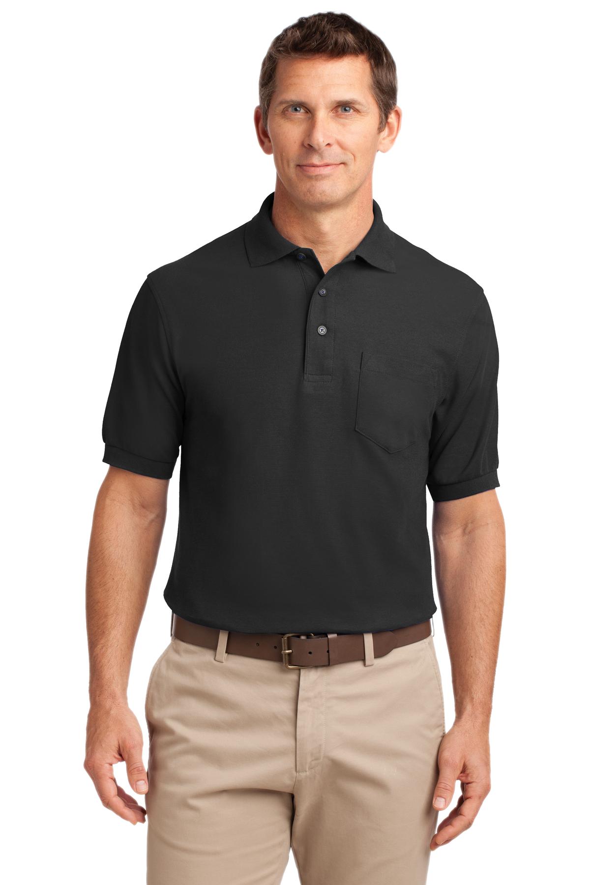 Custom Embroidery or DTF Print - Port Authority ® Tall Silk Touch™ Polo with Pocket. TLK500P