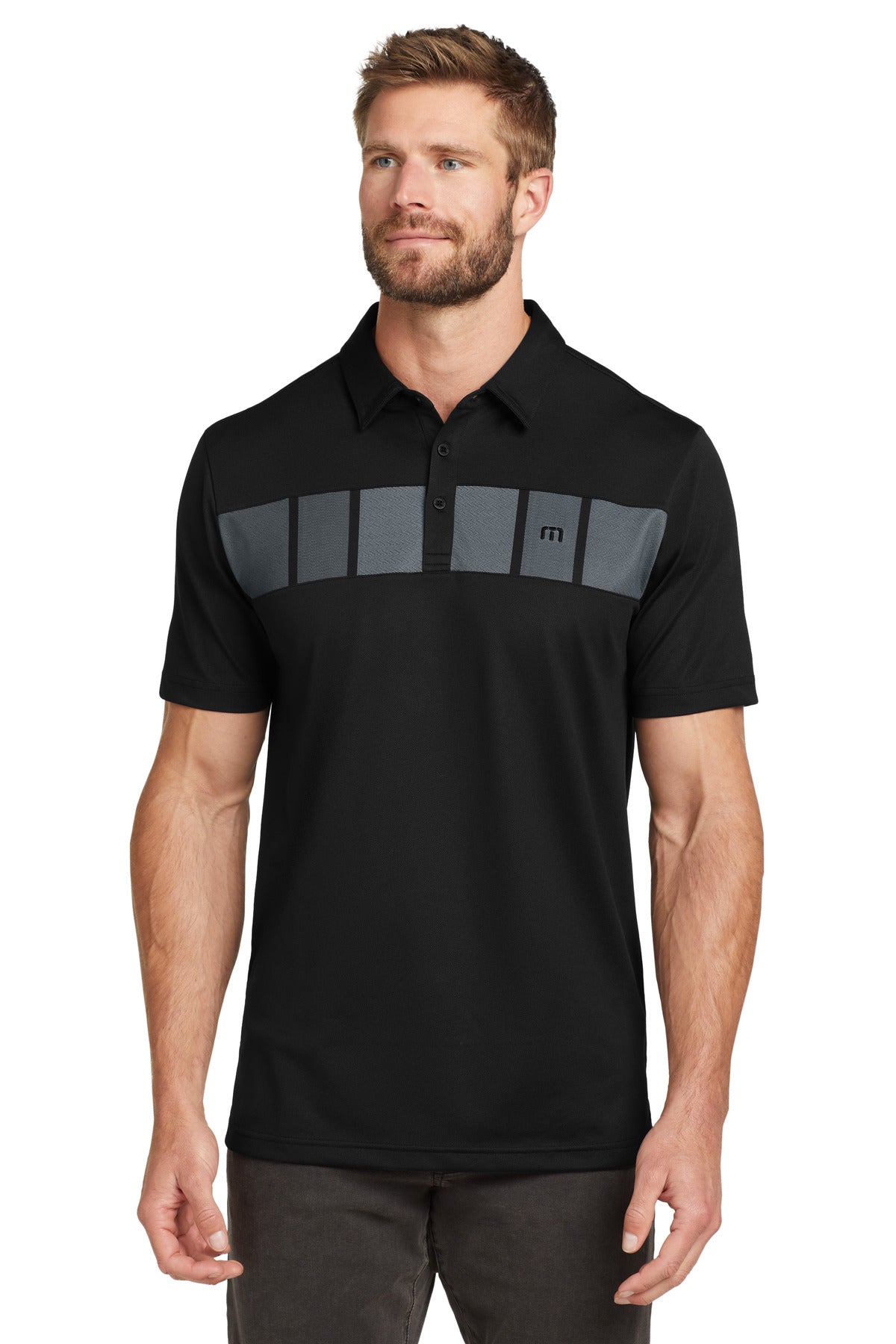 Custom Embroidered - TravisMathew Cabana Chest Stripe Polo. TM1MU416