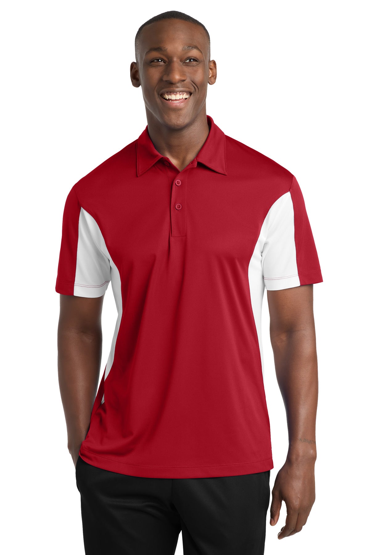 Custom Embroidery or DTF Print - Sport-Tek ® Tall Side Blocked Micropique Sport-Wick ® Polo. TST655