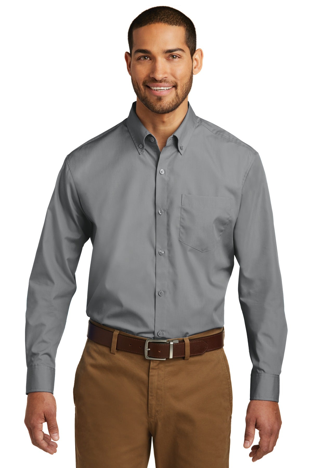 Custom Embroidery or DTF Print - Port Authority ® Long Sleeve Carefree Poplin Shirt. W100