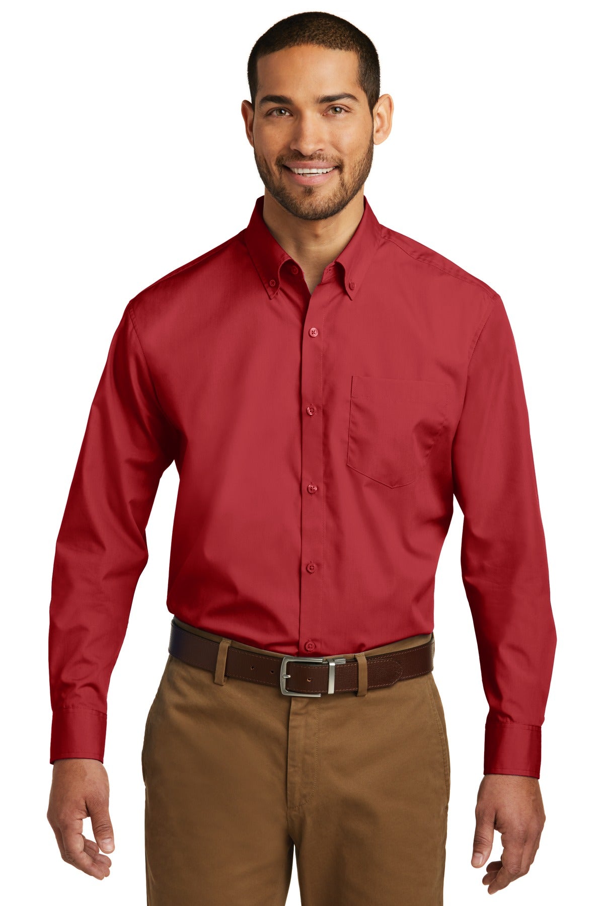 Custom Embroidery or DTF Print - Port Authority ® Long Sleeve Carefree Poplin Shirt. W100