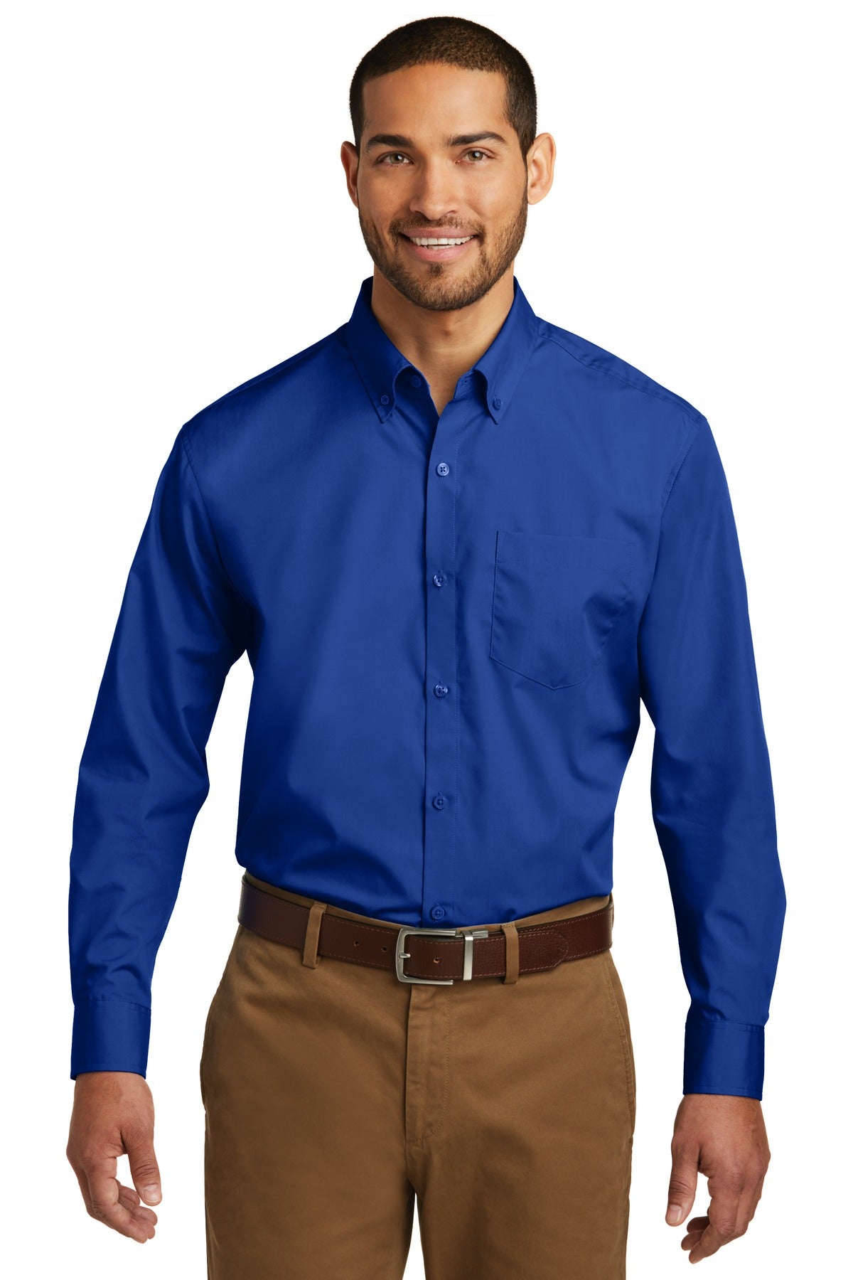 Custom Embroidery or DTF Print - Port Authority ® Long Sleeve Carefree Poplin Shirt. W100
