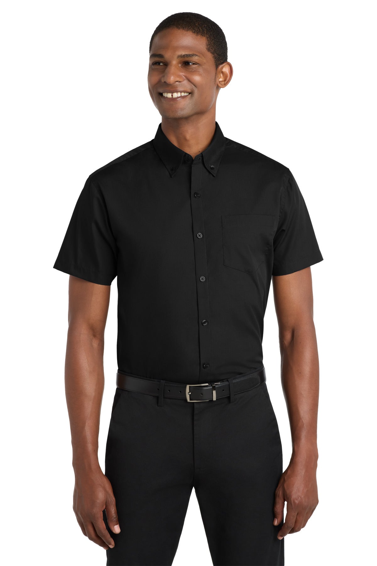 Custom Embroidery or DTF Print - Port Authority ® Short Sleeve Carefree Poplin Shirt. W101