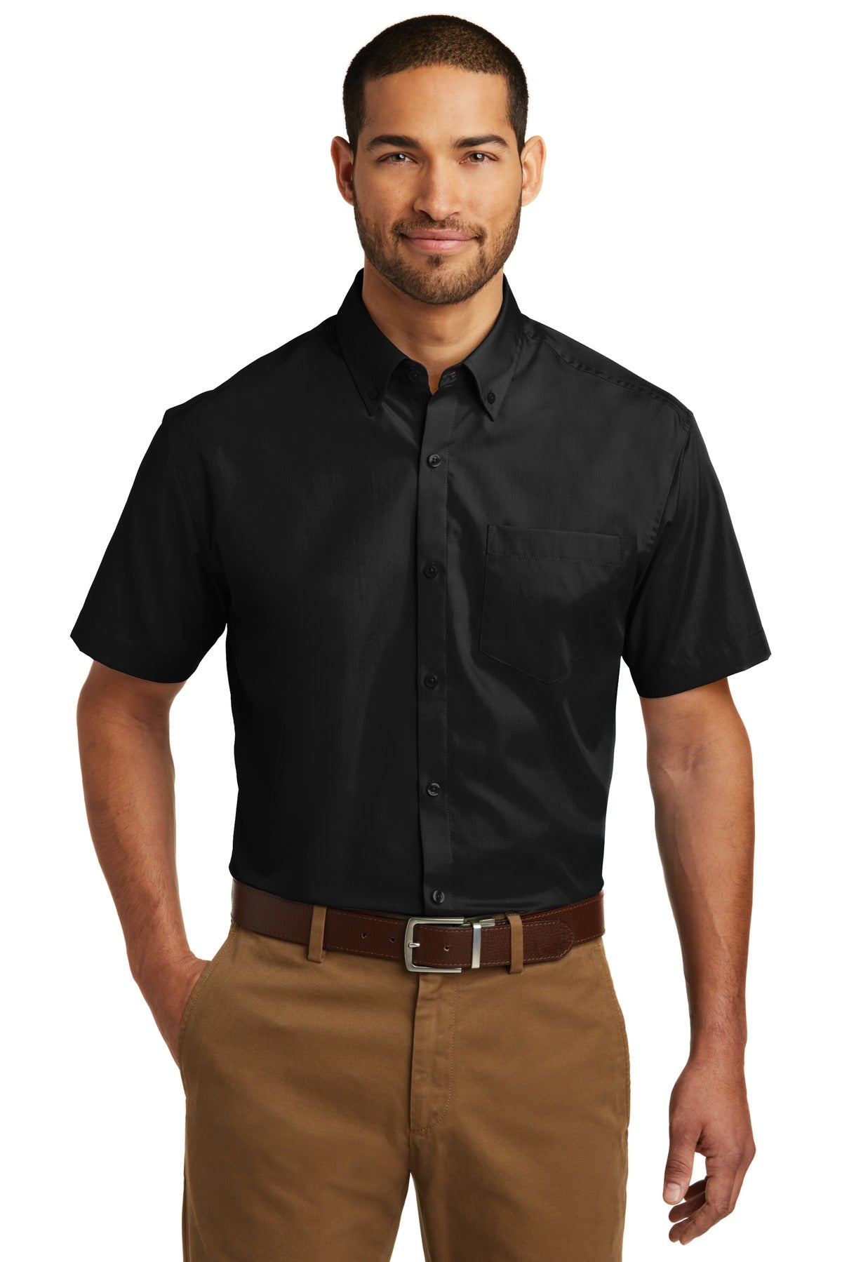 Custom Embroidered - Port Authority© Short Sleeve Carefree Poplin Shirt. W101