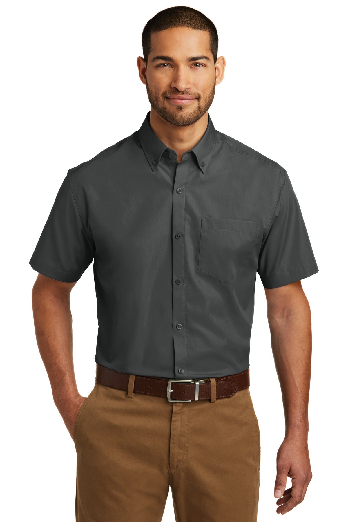 Custom Embroidered - Port Authority© Short Sleeve Carefree Poplin Shirt. W101