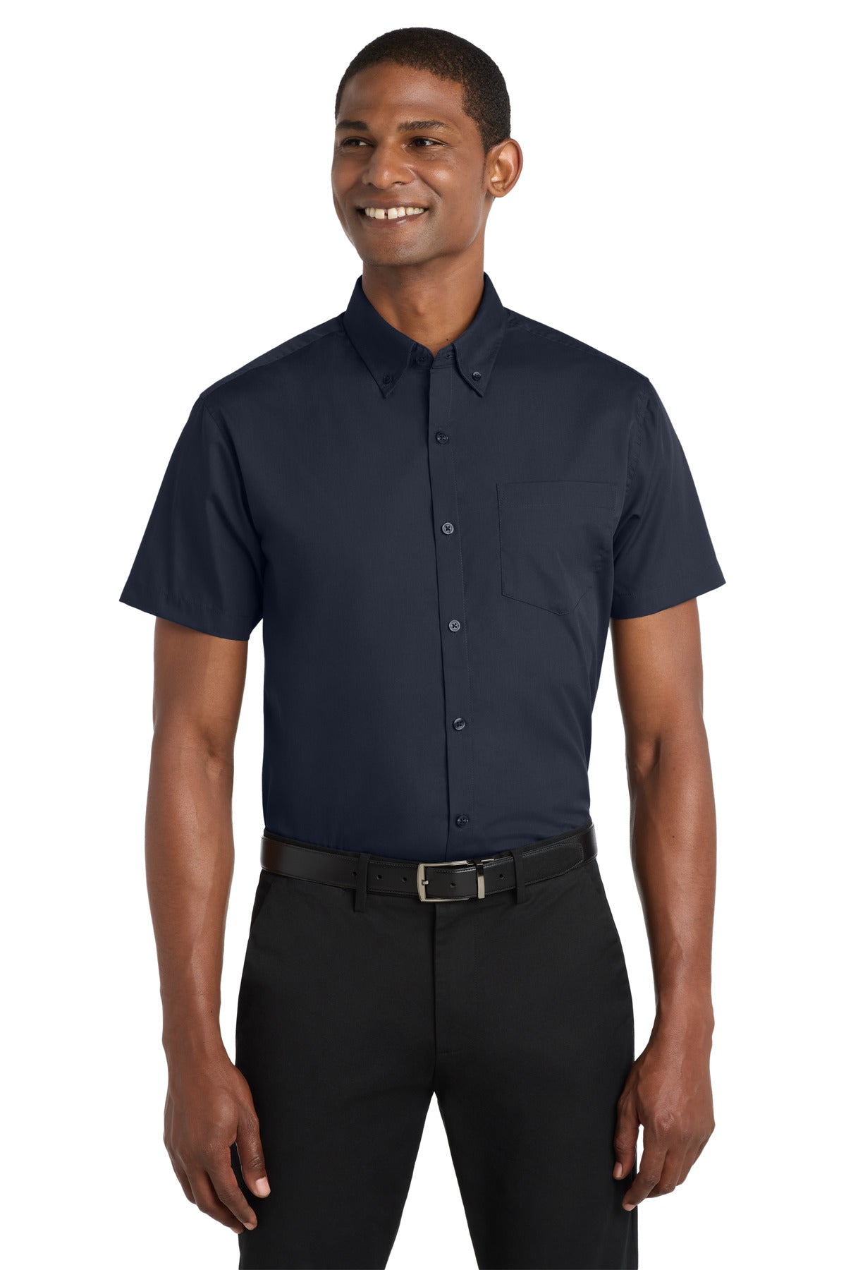 Custom Embroidery or DTF Print - Port Authority ® Short Sleeve Carefree Poplin Shirt. W101
