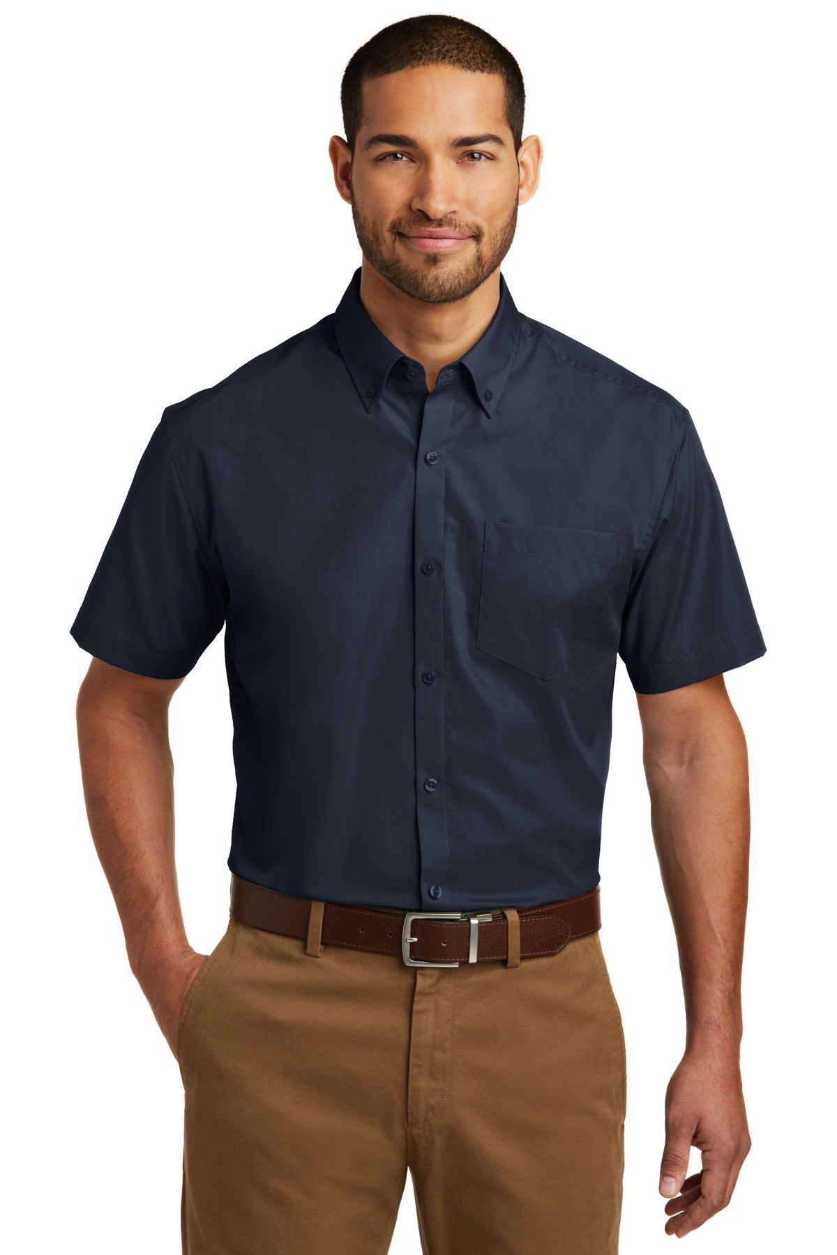Custom Embroidered - Port Authority© Short Sleeve Carefree Poplin Shirt. W101