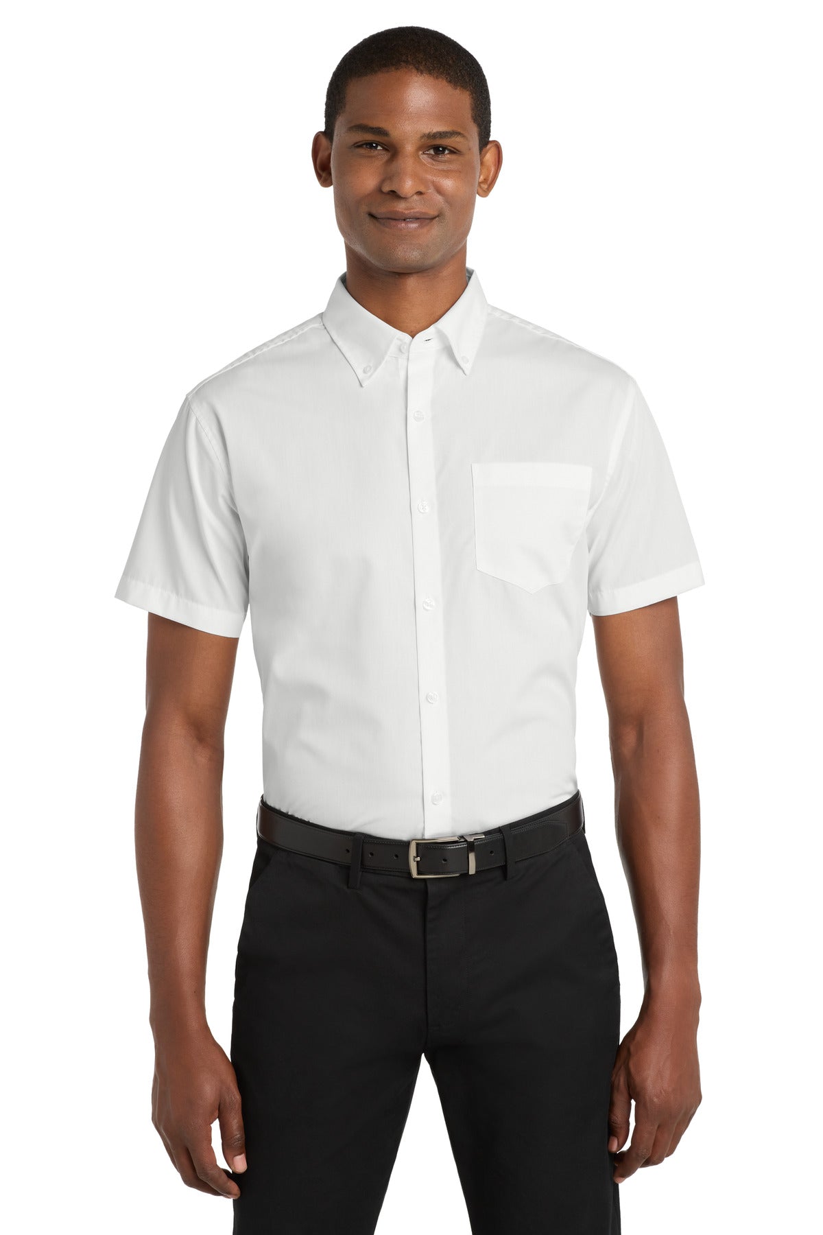 Custom Embroidery or DTF Print - Port Authority ® Short Sleeve Carefree Poplin Shirt. W101