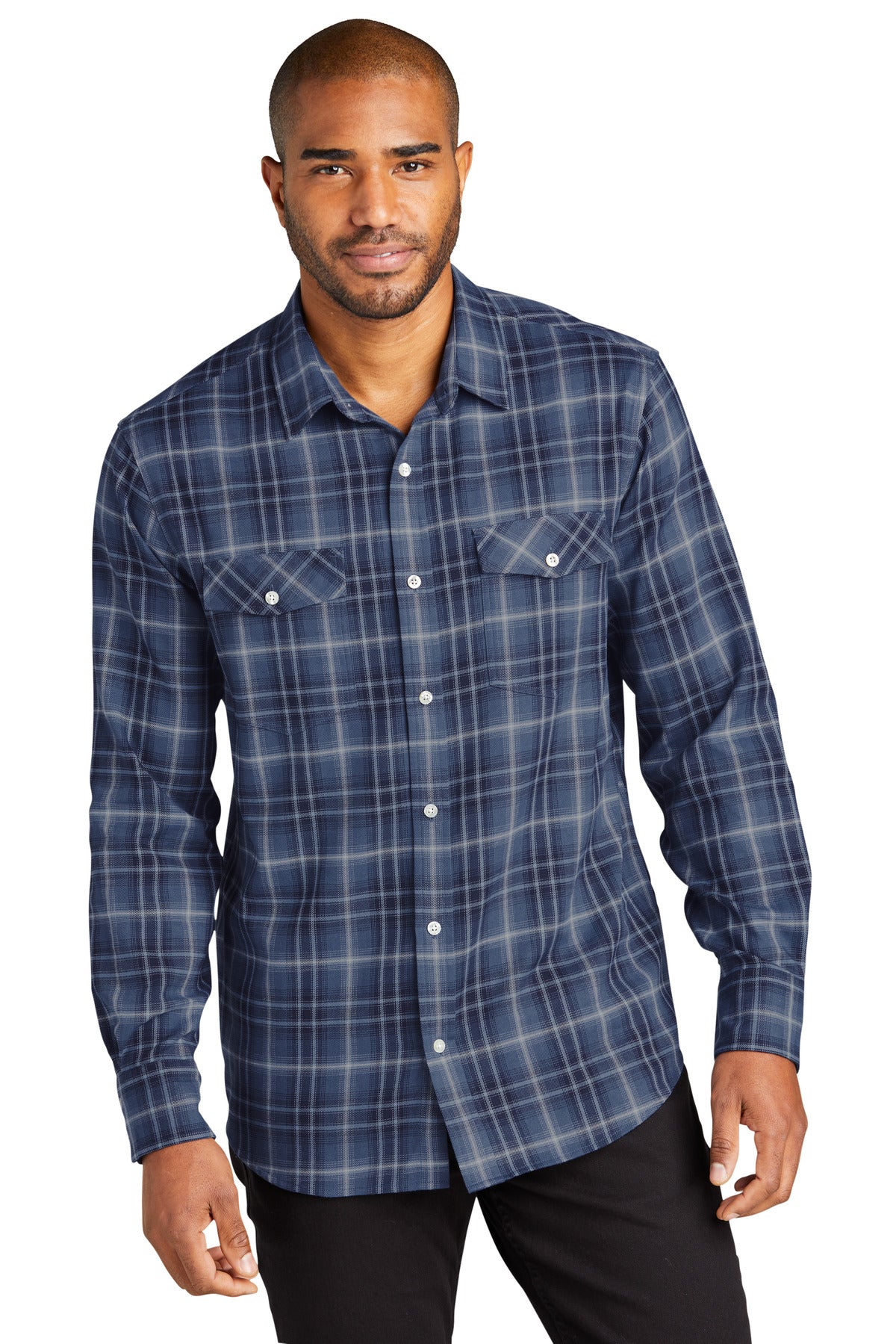 Custom Embroidered - Port Authority© Long Sleeve Ombre Plaid Shirt W672