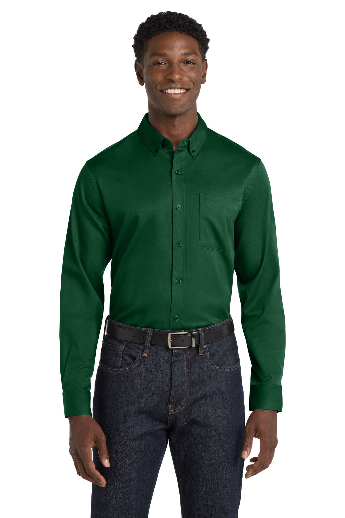 Custom Embroidery or DTF Print - Port Authority ® Long Sleeve SuperPro React ™ Twill Shirt. W808