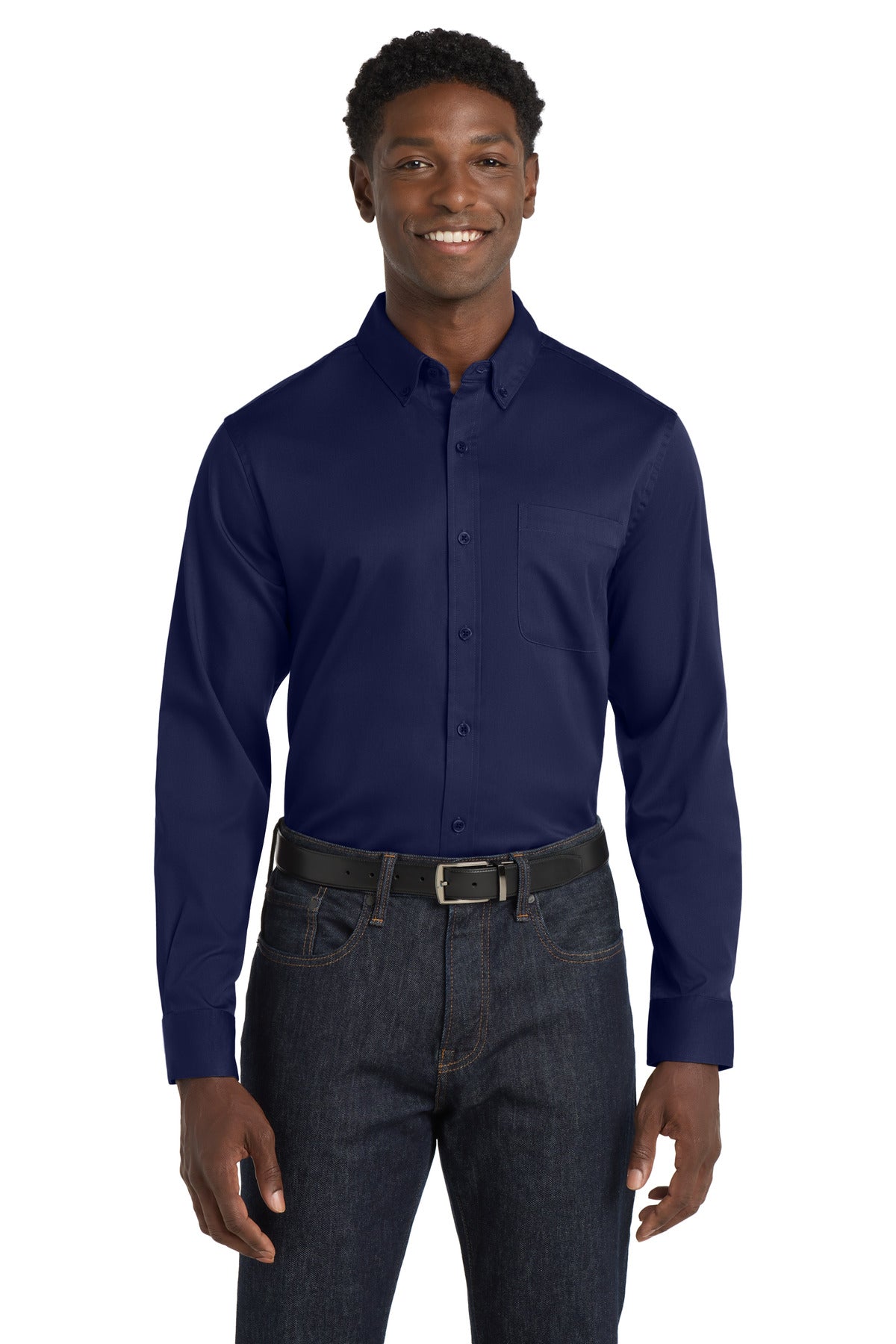 Custom Embroidery or DTF Print - Port Authority ® Long Sleeve SuperPro React ™ Twill Shirt. W808