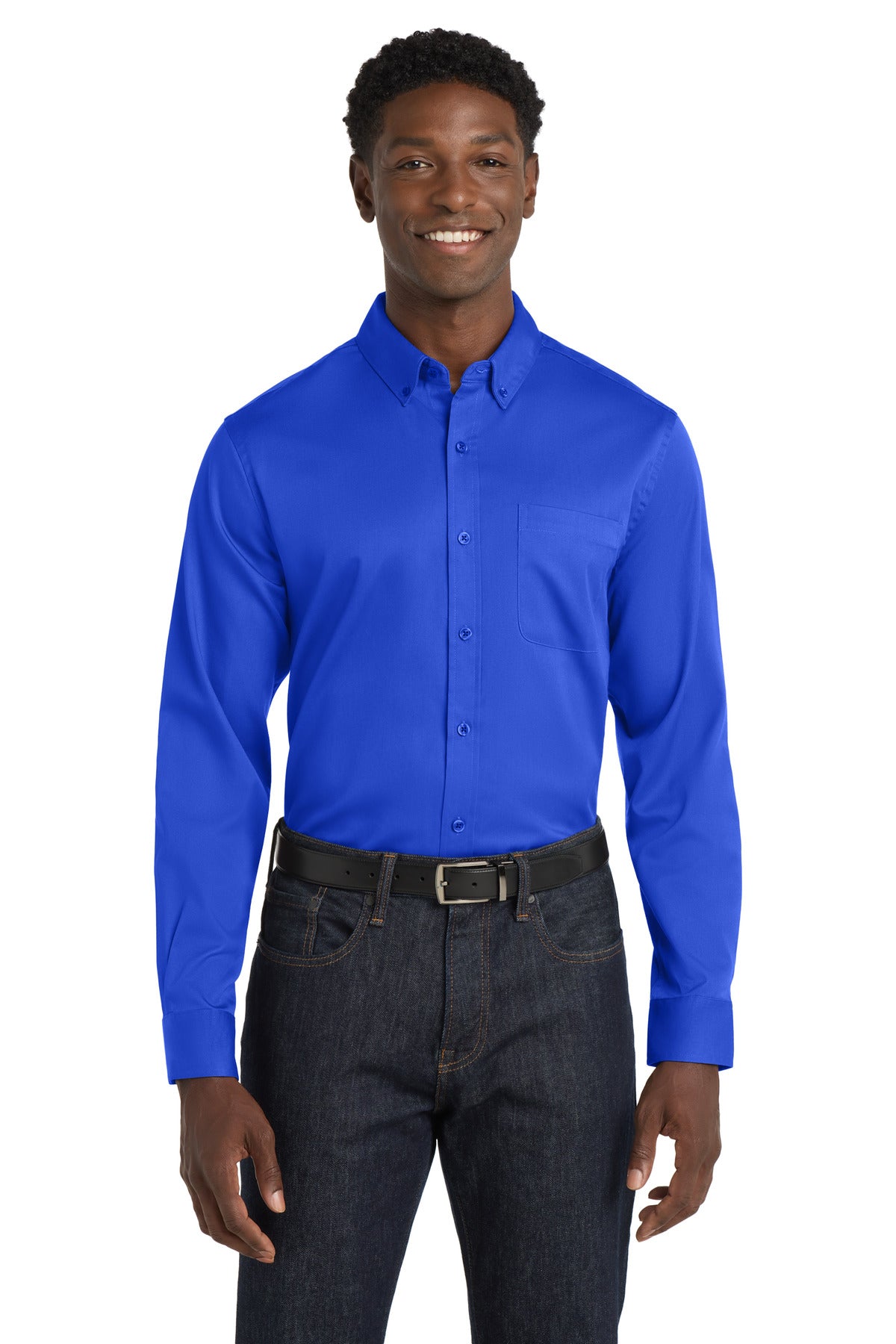 Custom Embroidery or DTF Print - Port Authority ® Long Sleeve SuperPro React ™ Twill Shirt. W808
