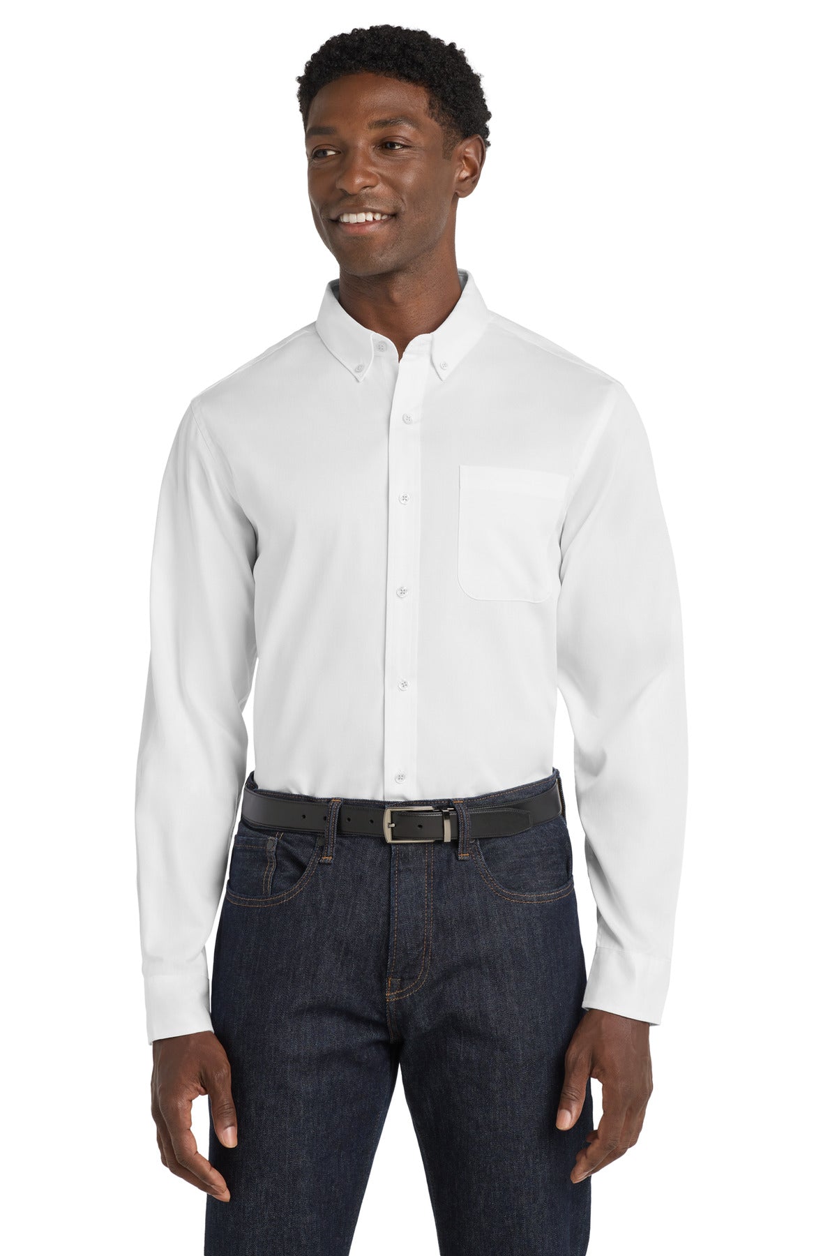 Custom Embroidery or DTF Print - Port Authority ® Long Sleeve SuperPro React ™ Twill Shirt. W808