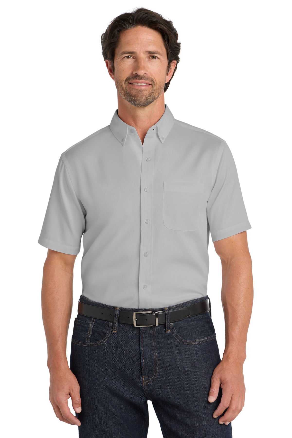 Custom Embroidery or DTF Print - Port Authority ® Short Sleeve SuperPro React ™ Twill Shirt. W809
