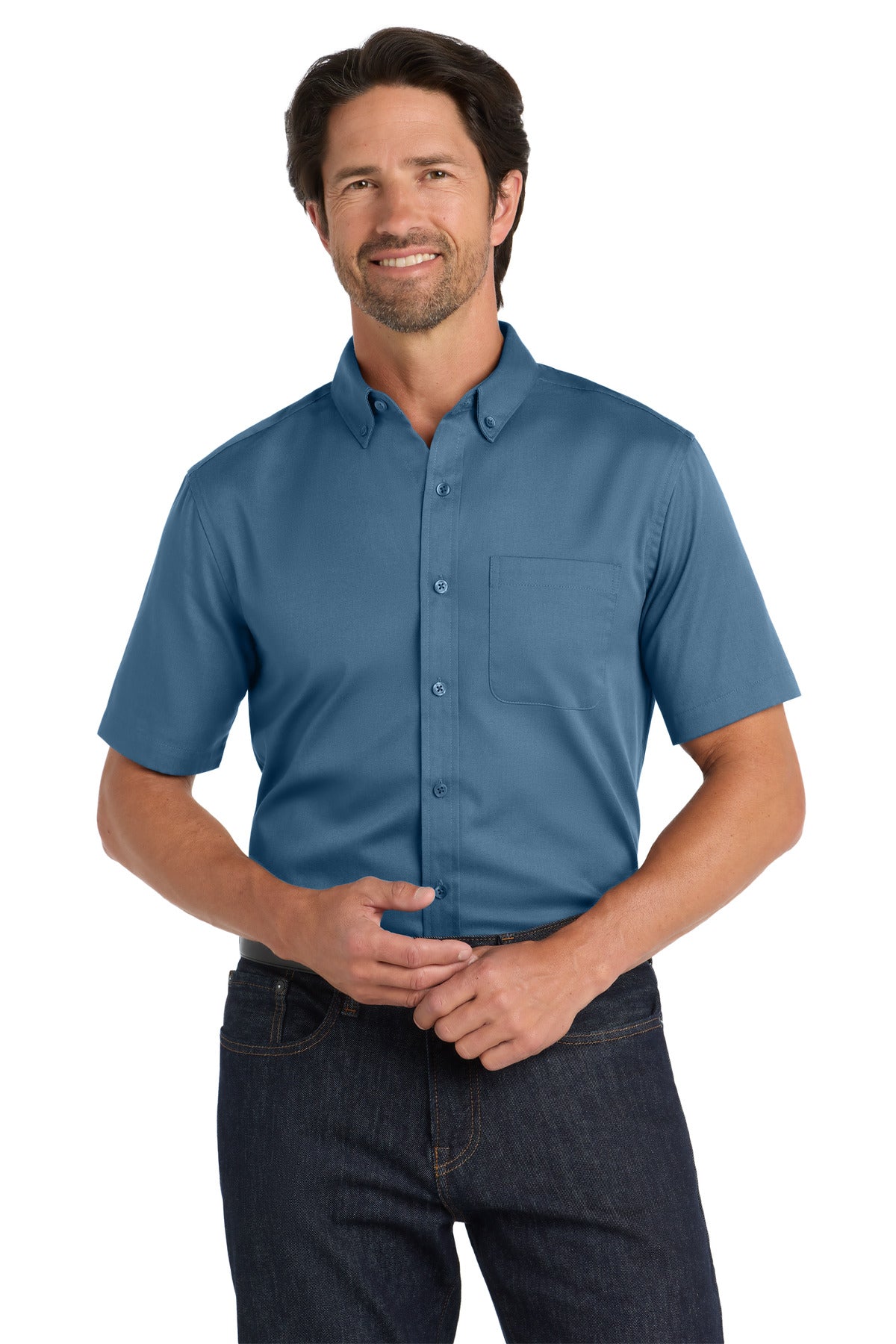 Custom Embroidered - Port Authority© Short Sleeve SuperPro React© Twill Shirt. W809