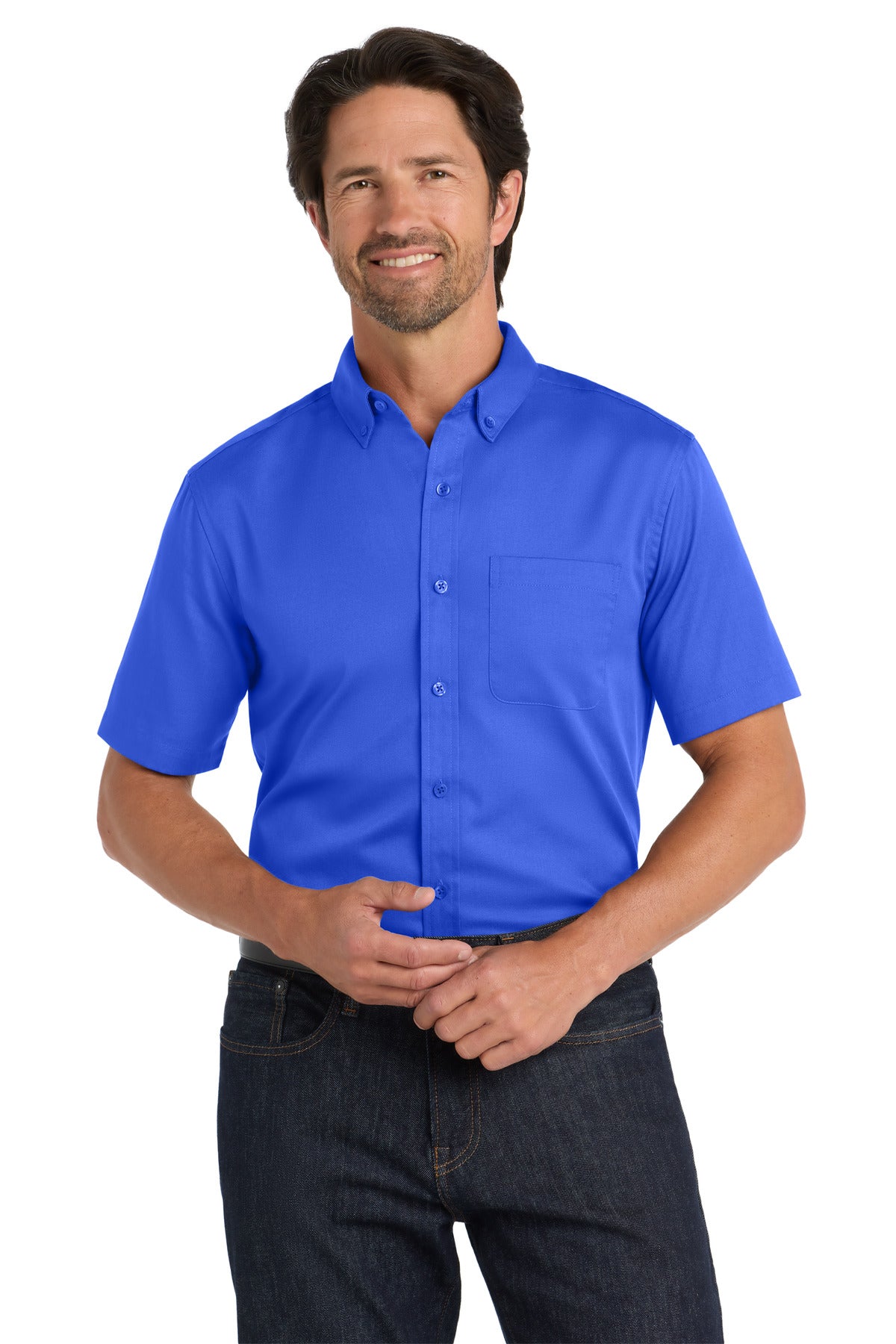 Custom Embroidery or DTF Print - Port Authority ® Short Sleeve SuperPro React ™ Twill Shirt. W809