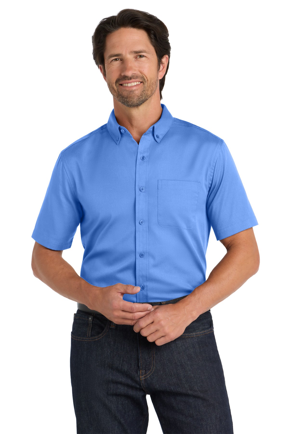 Custom Embroidery or DTF Print - Port Authority ® Short Sleeve SuperPro React ™ Twill Shirt. W809
